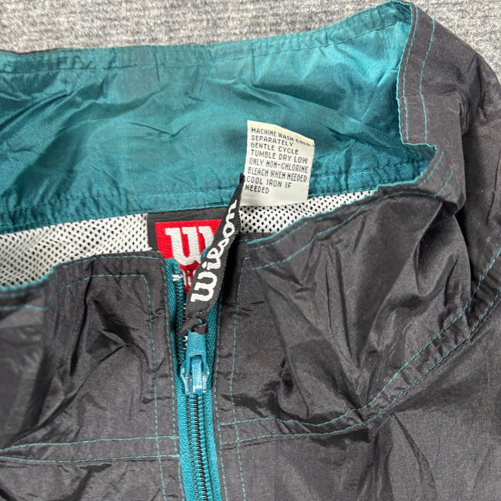 Vintage Wilson Tennis Jacket Men's XL Green Black Nylon Windbreaker