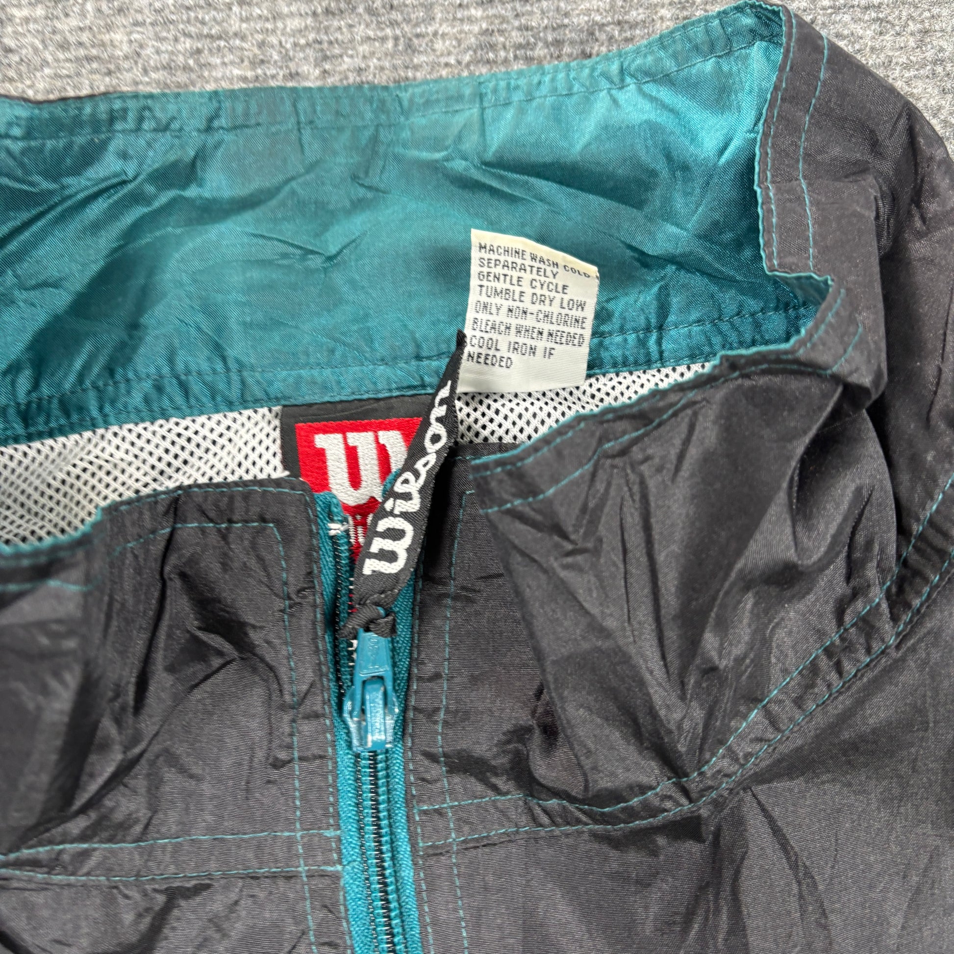 Vintage Wilson Tennis Jacket Men's XL Green Black Nylon Windbreaker