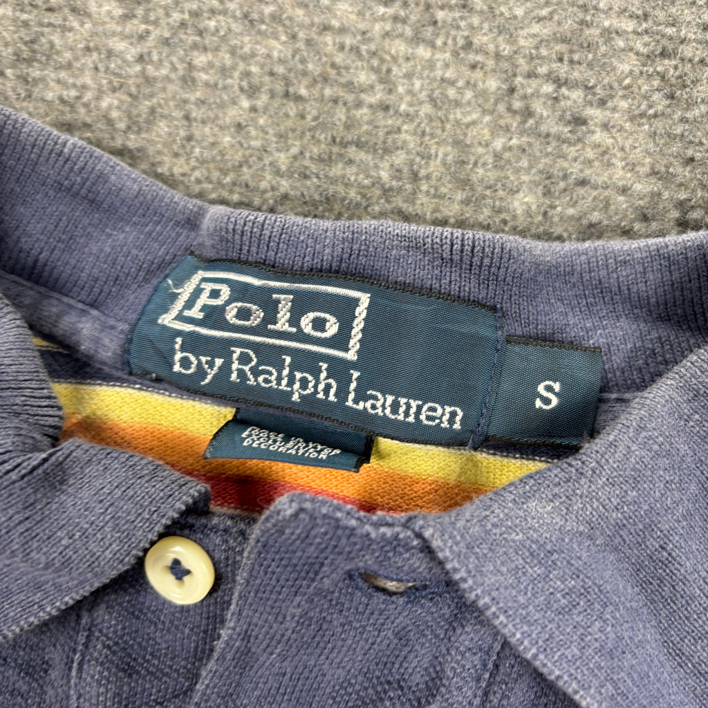 Vintage 90s Polo Ralph Lauren Polo Shirt Men's S Blue Yellow Stripe Small Pony