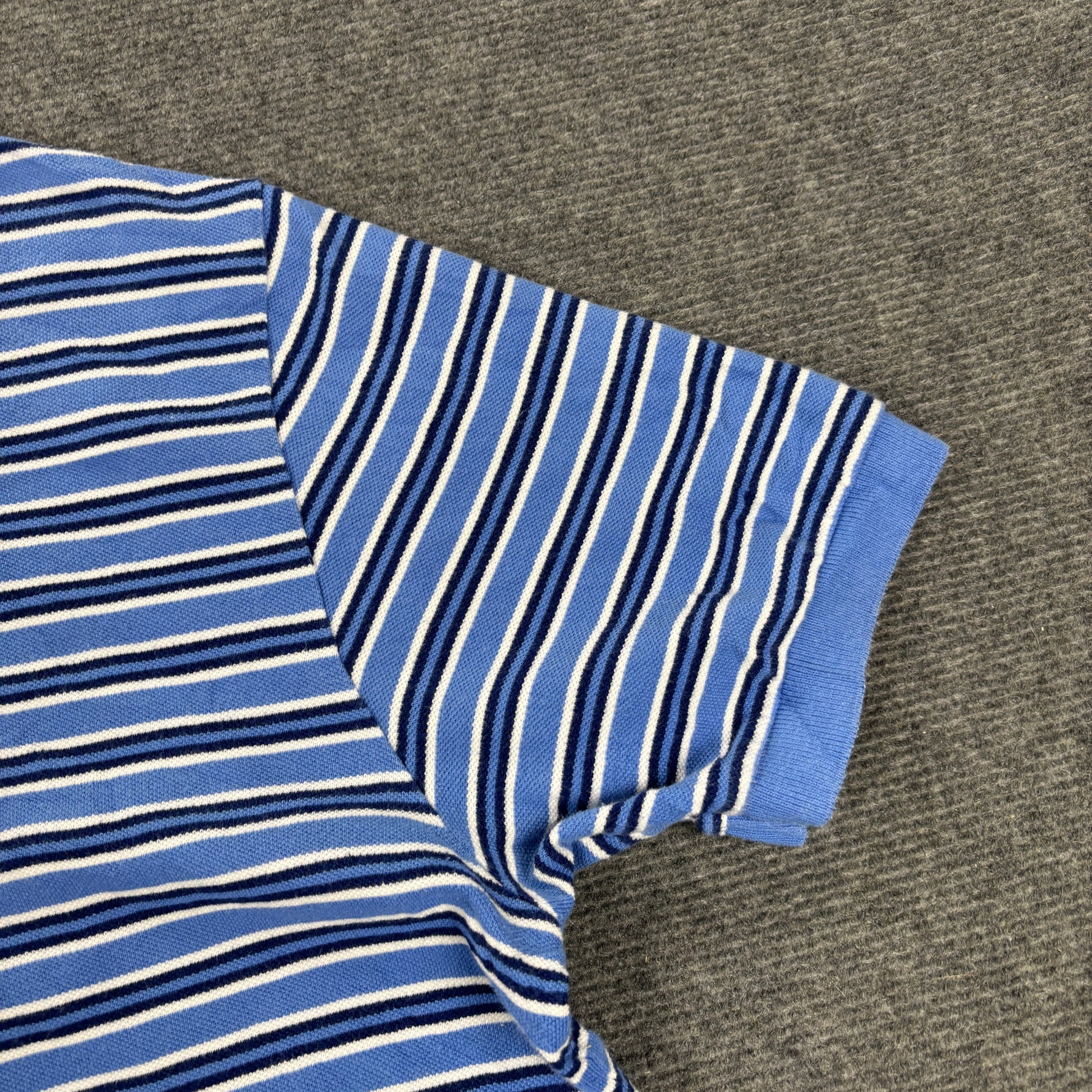 Vintage 90s Polo Ralph Lauren Polo Shirt Men's L Navy Blue Stripe Small Pony Golf