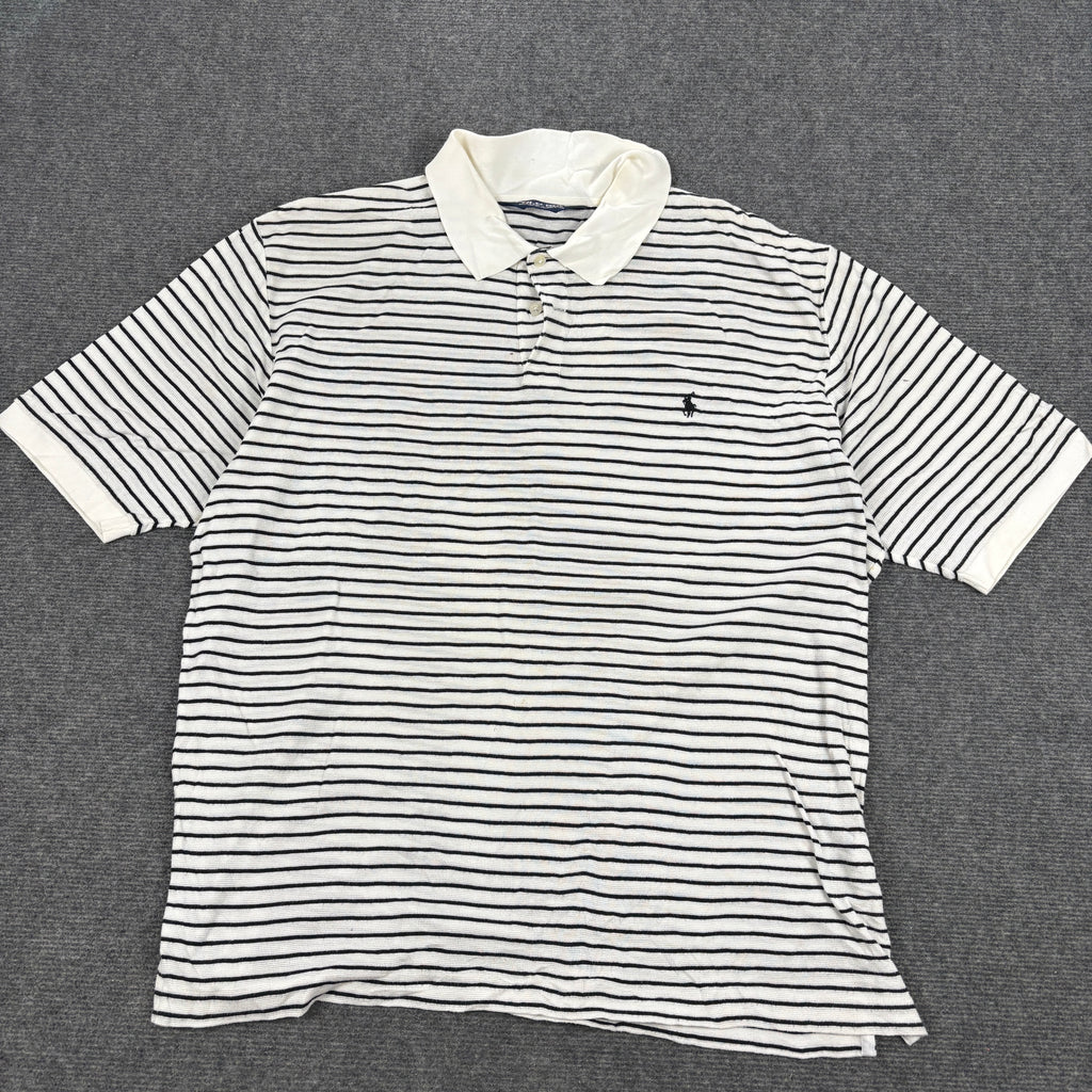 Vintage Polo Ralph Lauren Golf Shirt Men's Large White Black Small Pony