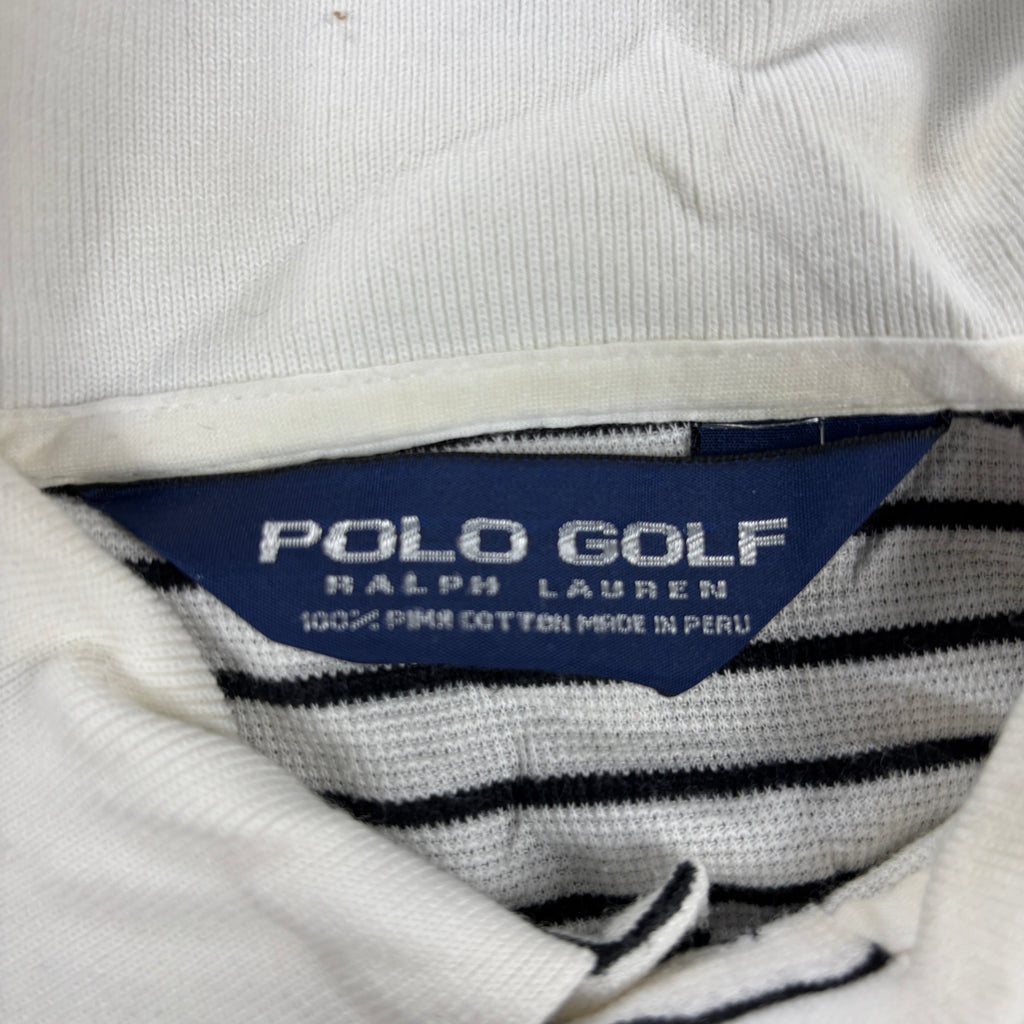 Vintage Polo Ralph Lauren Golf Shirt Men's Large White Black Small Pony