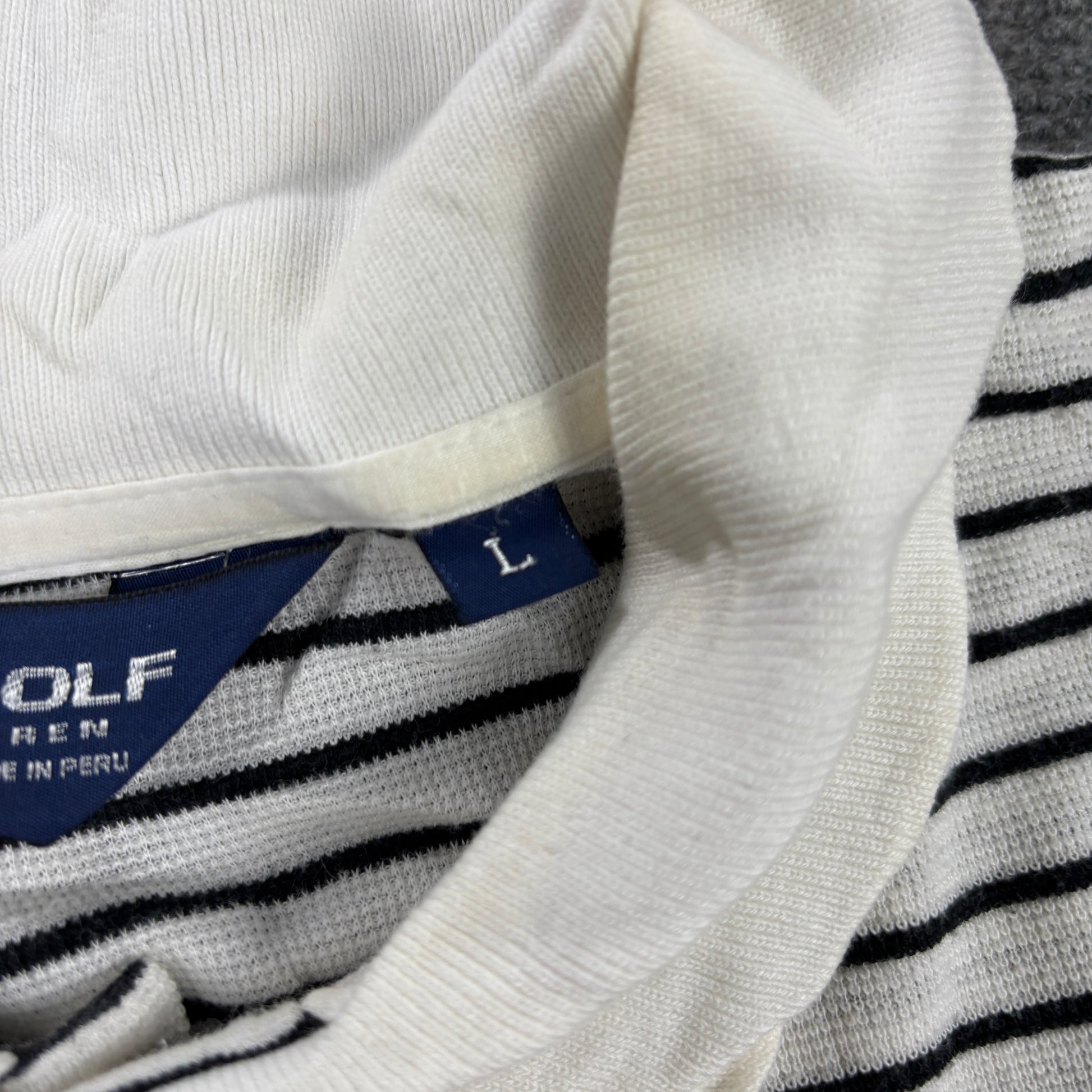 Vintage Polo Ralph Lauren Golf Shirt Men's Large White Black Small Pony
