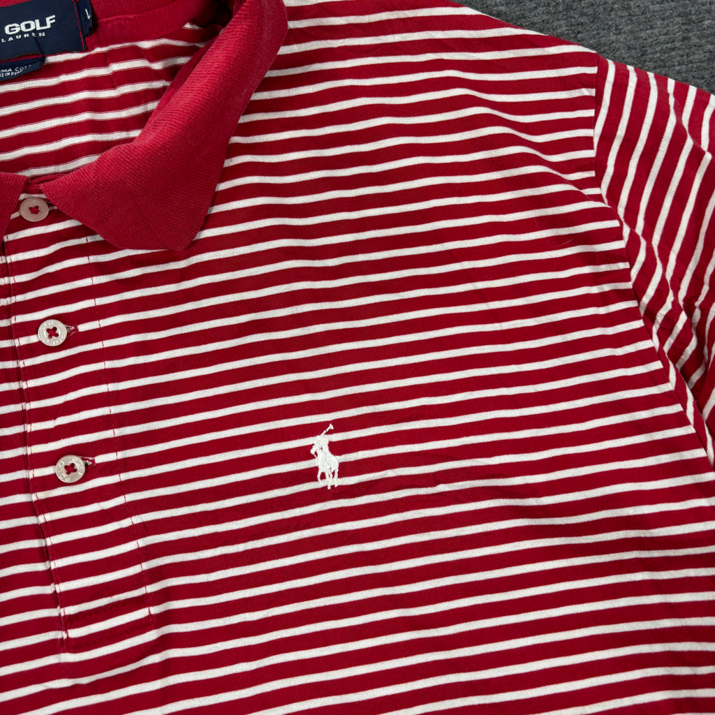 Vintage Polo Golf Polo Shirt Men's Large Red White Stripe Small Pony
