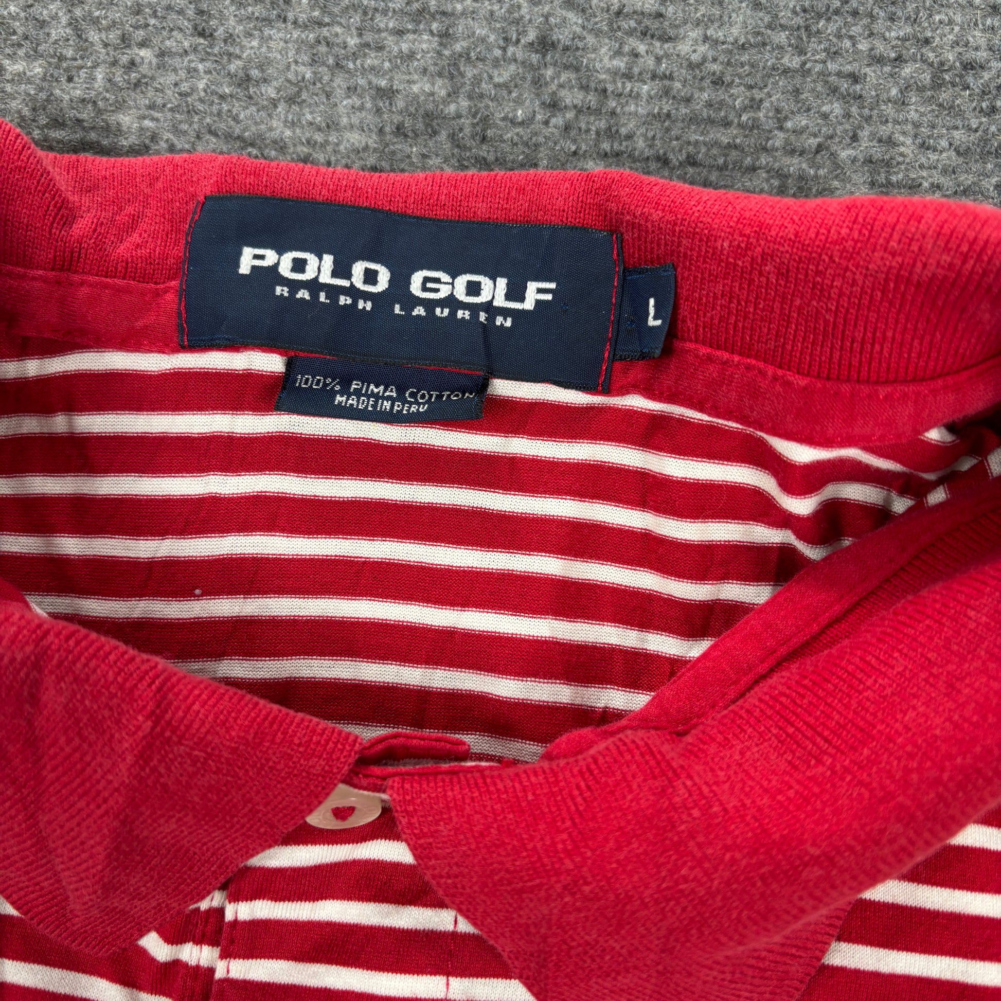 Vintage Polo Golf Polo Shirt Men's Large Red White Stripe Small Pony