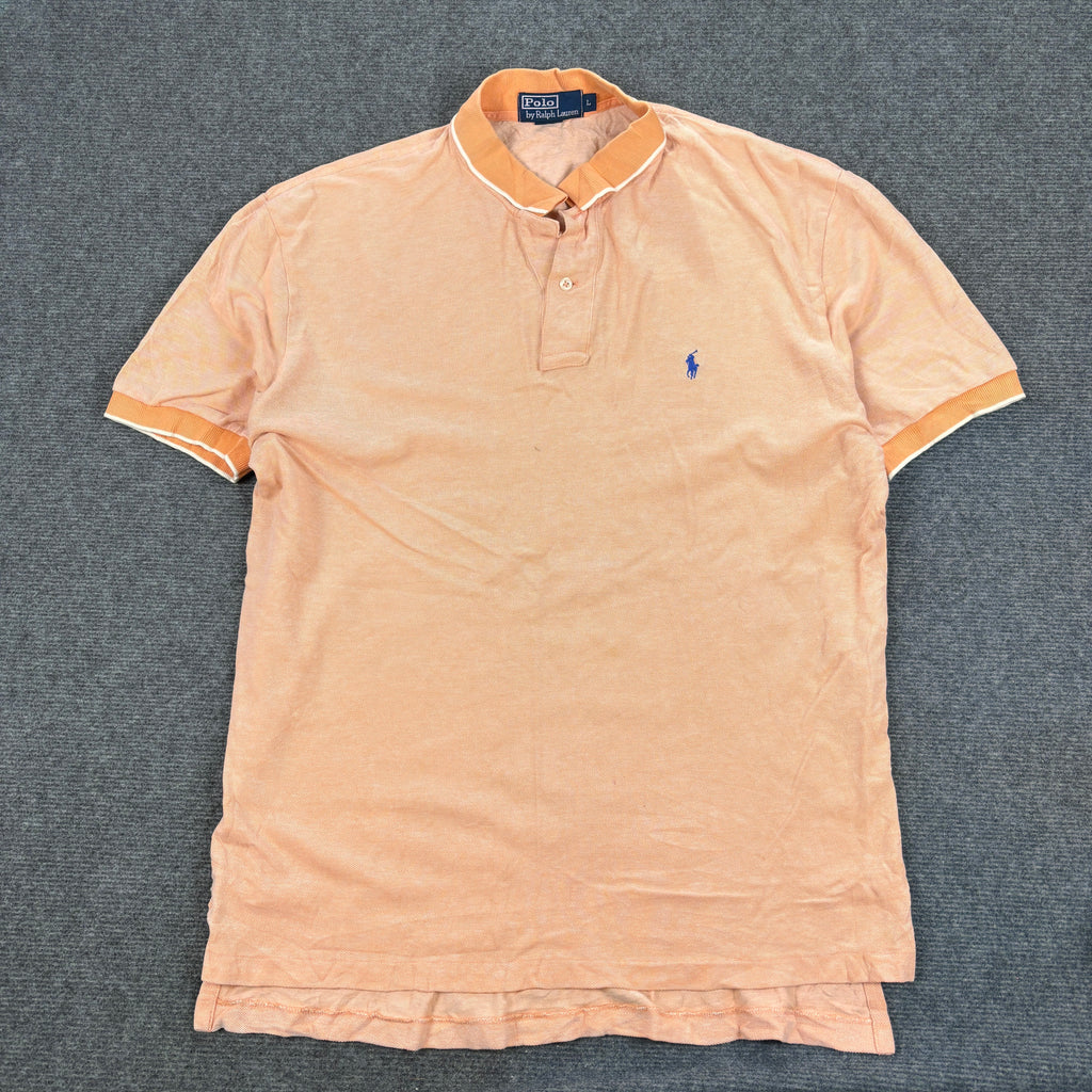 Vintage 90s Ralph Lauren Polo Men's Large Peach Orange Small Pony