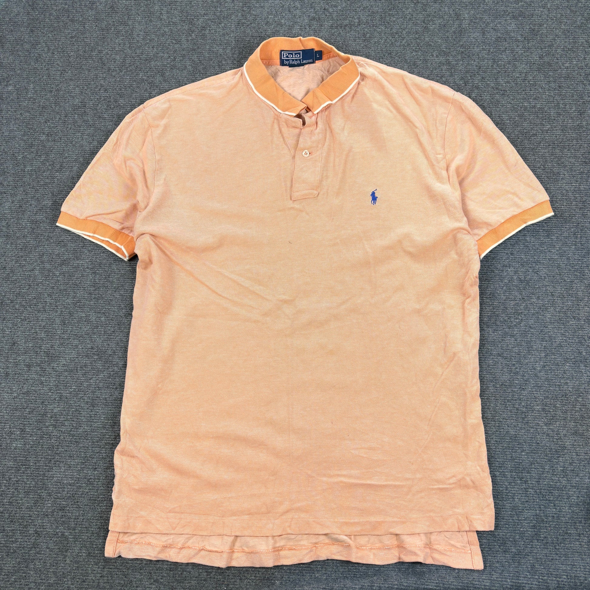 Vintage 90s Ralph Lauren Polo Men's Large Peach Orange Small Pony