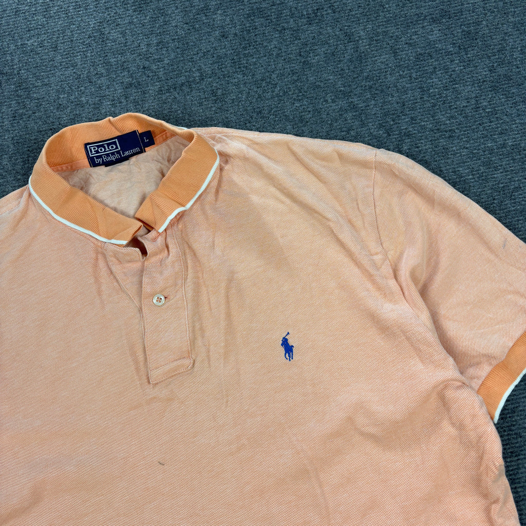 Vintage 90s Ralph Lauren Polo Men's Large Peach Orange Small Pony