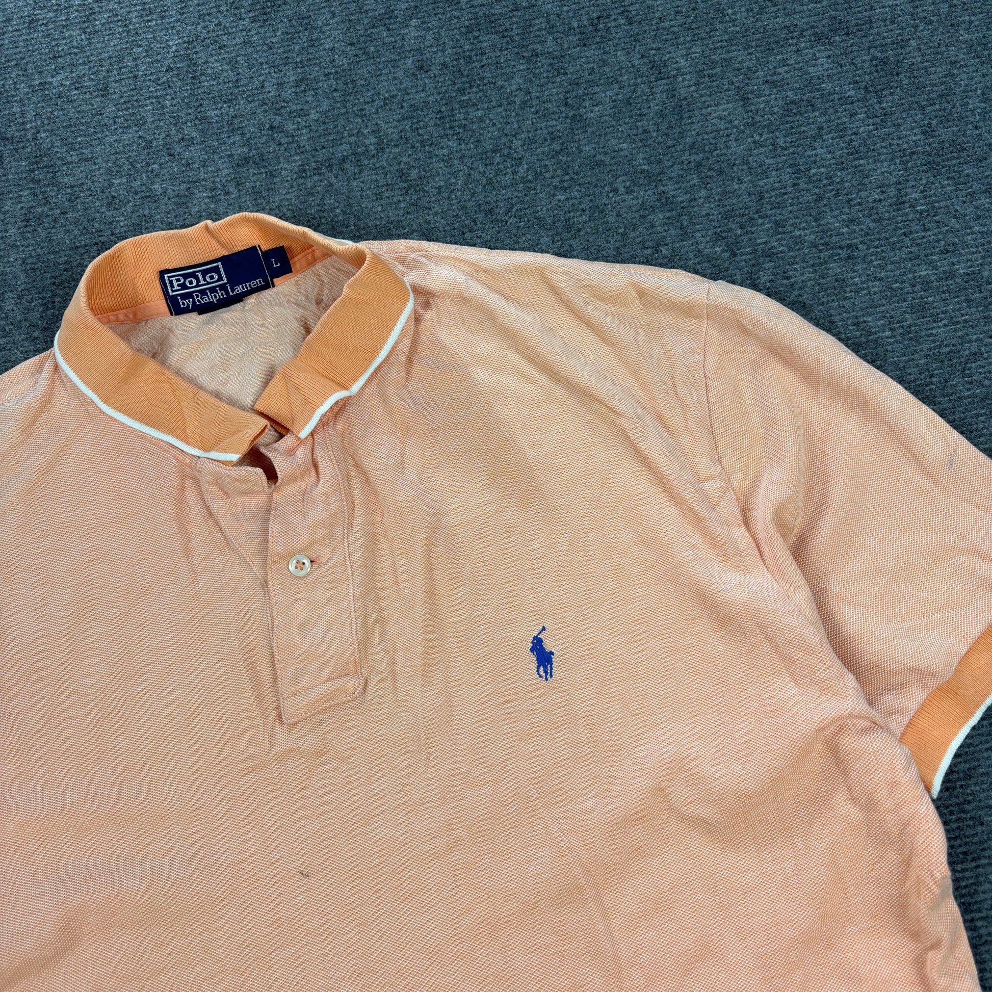 Vintage 90s Ralph Lauren Polo Men's Large Peach Orange Small Pony