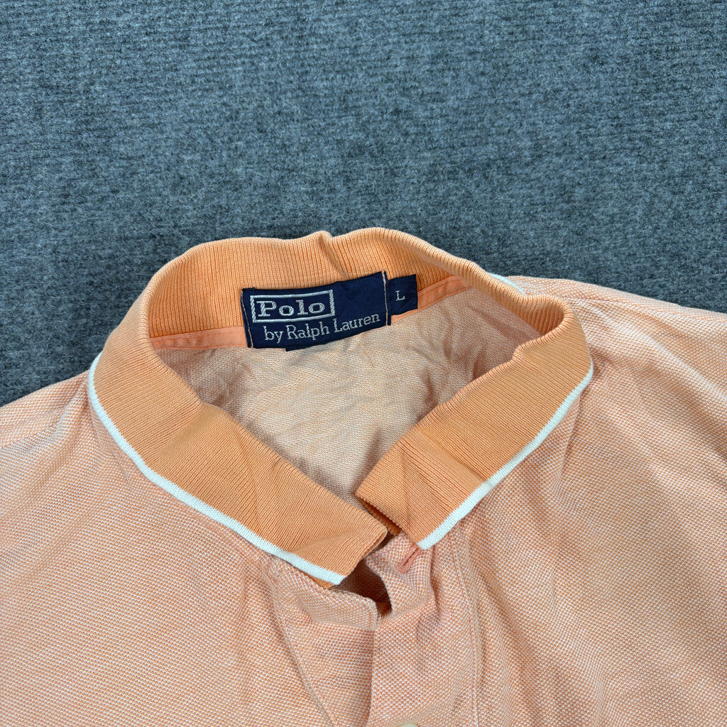 Vintage 90s Ralph Lauren Polo Men's Large Peach Orange Small Pony