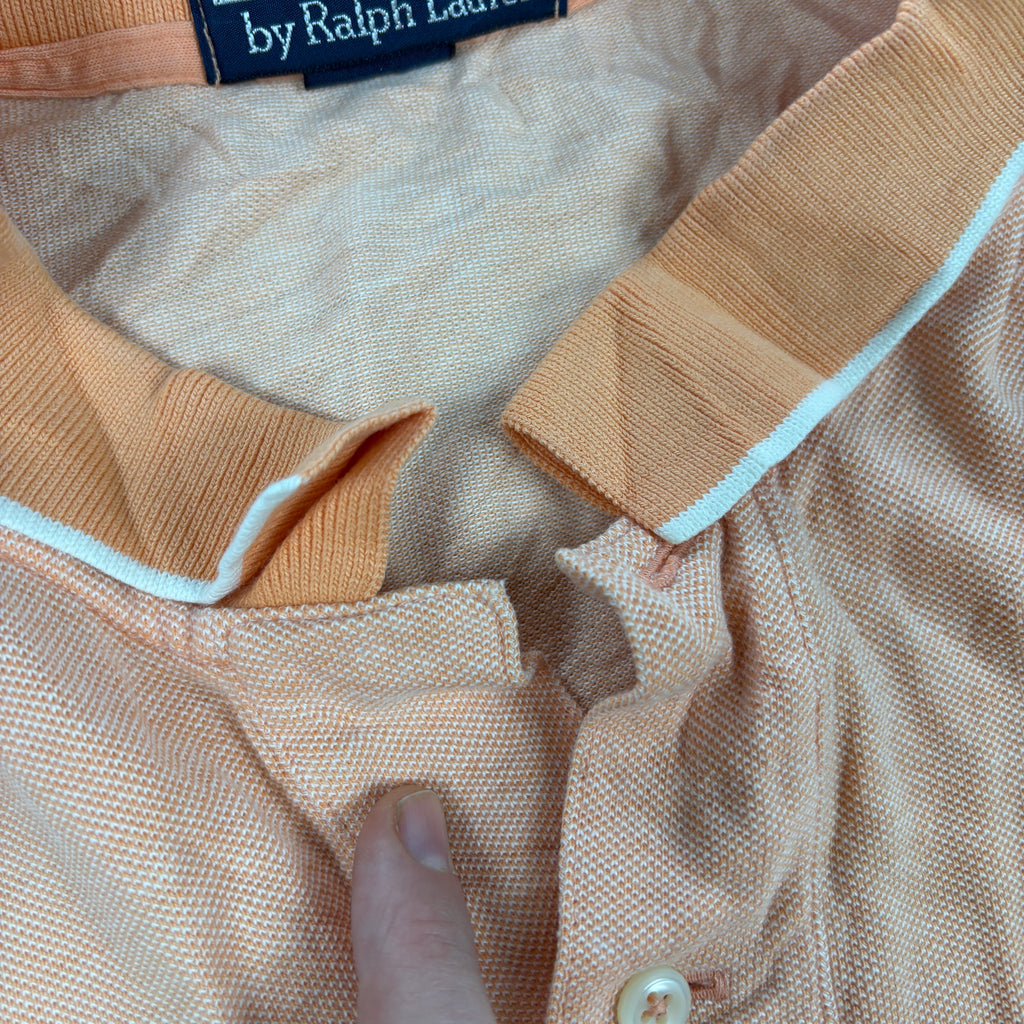 Vintage 90s Ralph Lauren Polo Men's Large Peach Orange Small Pony