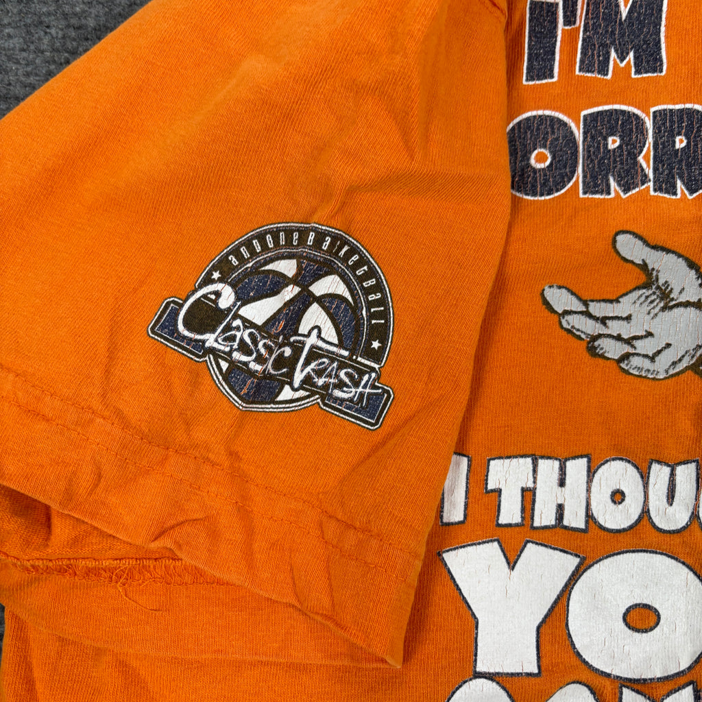 2000s AND1 Trash Talk Basketball T-shirt Men's Small Orange 'Thought you Could Play'