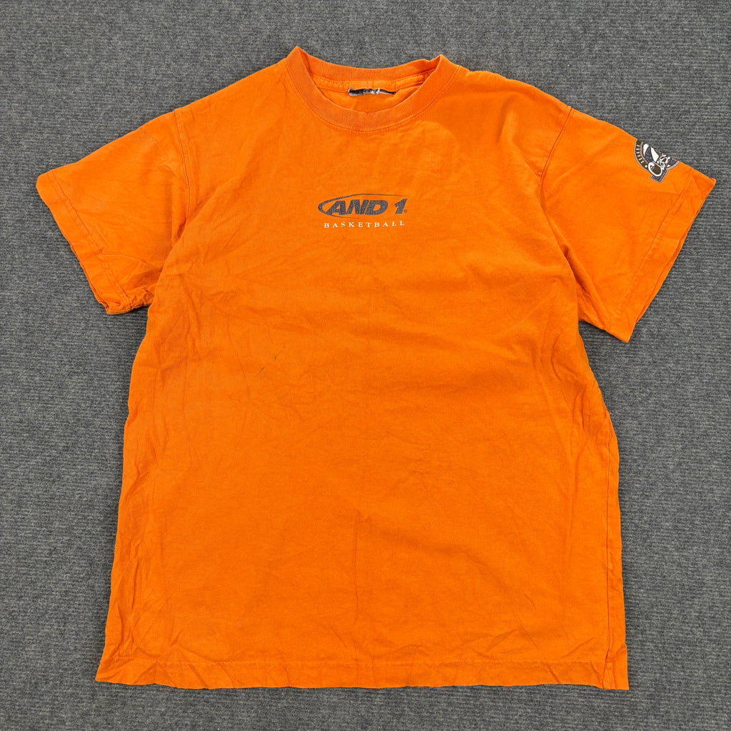 2000s AND1 Trash Talk Basketball T-shirt Men's Small Orange 'Thought you Could Play'