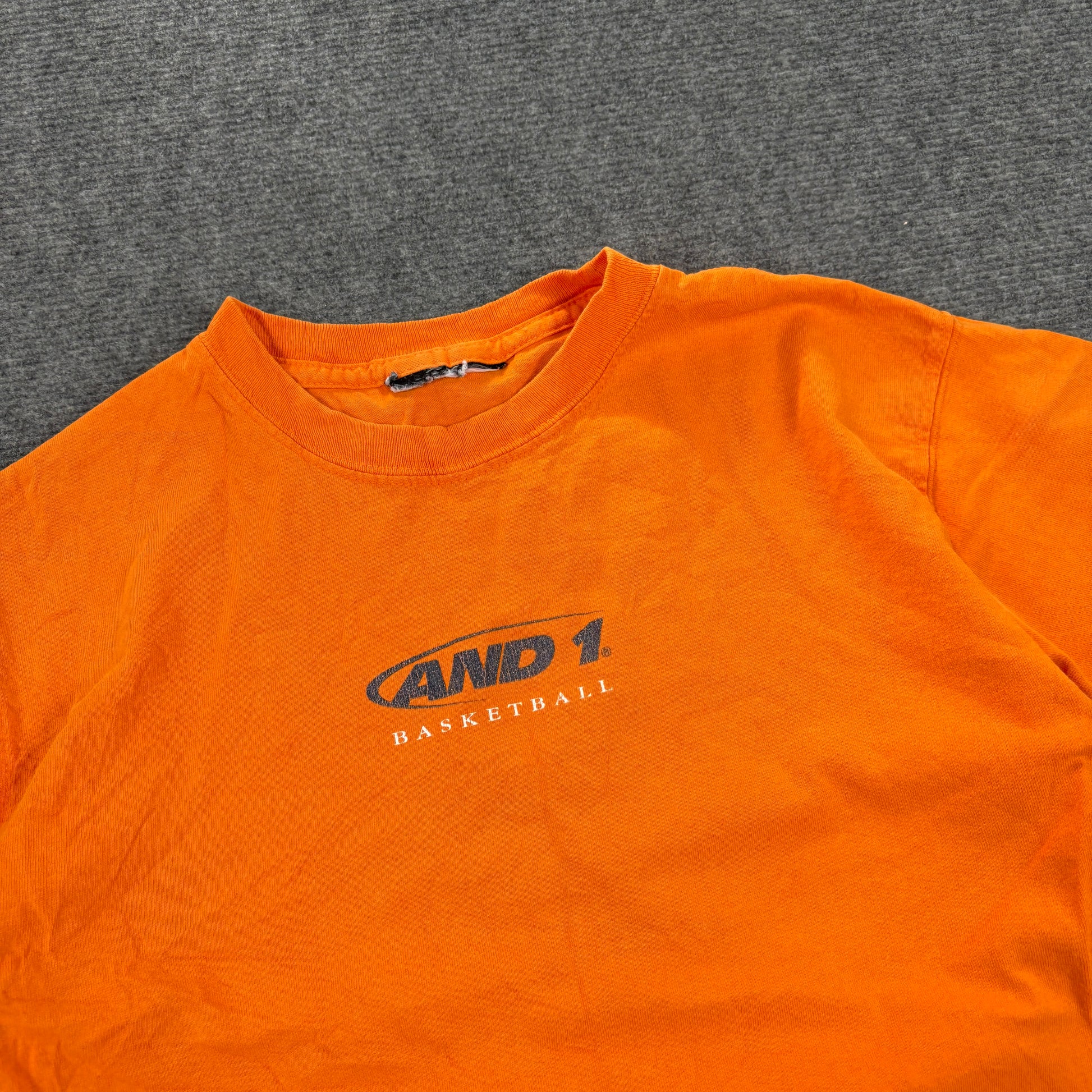 2000s AND1 Trash Talk Basketball T-shirt Men's Small Orange 'Thought you Could Play'