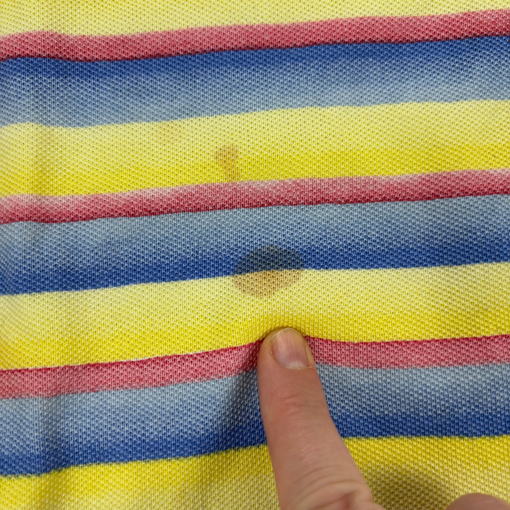 Vintage 90s Polo Ralph Lauren Polo Shirt Men's L Blue Yellow Stripe Small Pony