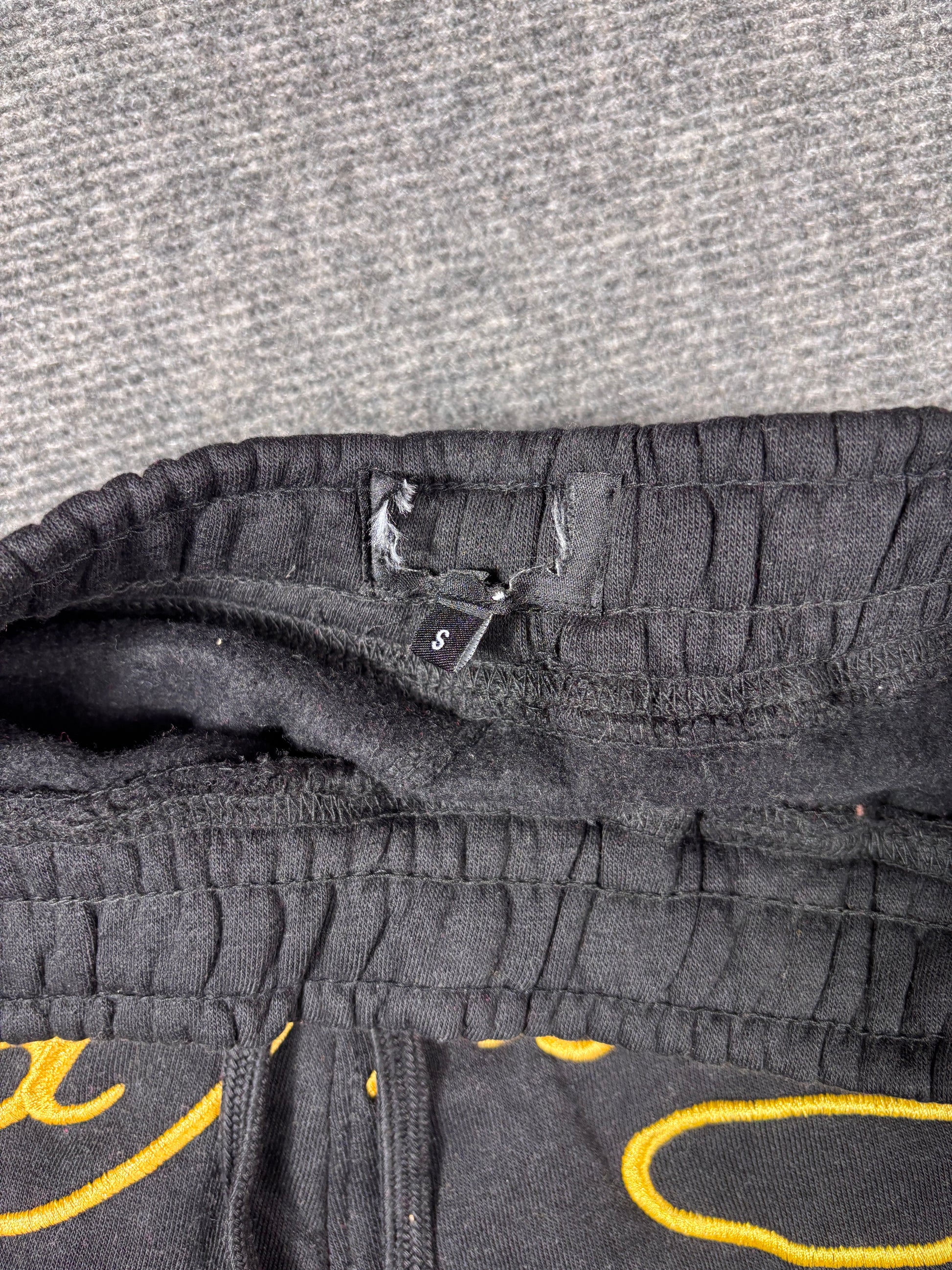 Ed Hardy Sweat Shorts Size S Black Yellow Spell Out Y2K Streetwear