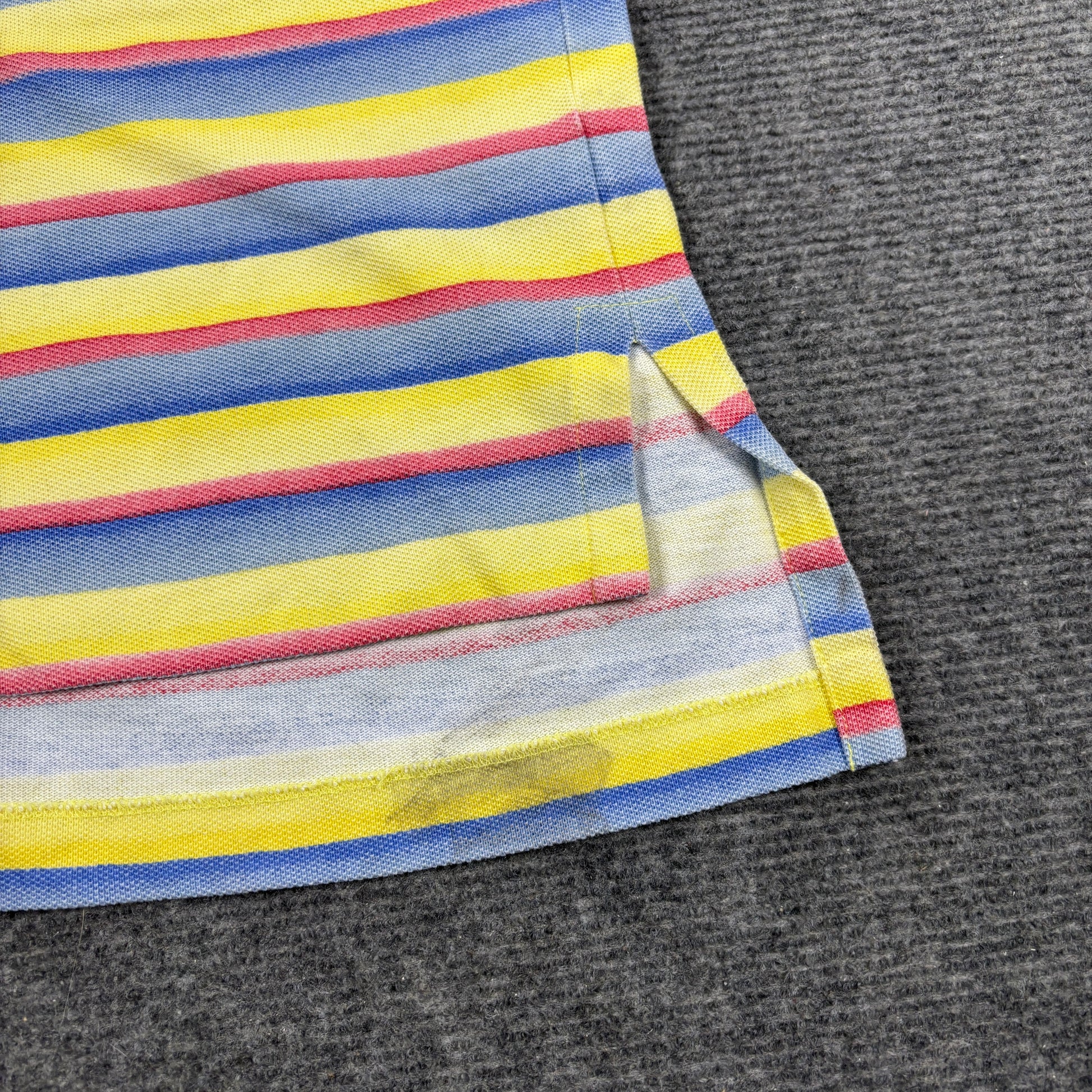 Vintage 90s Polo Ralph Lauren Polo Shirt Men's L Blue Yellow Stripe Small Pony