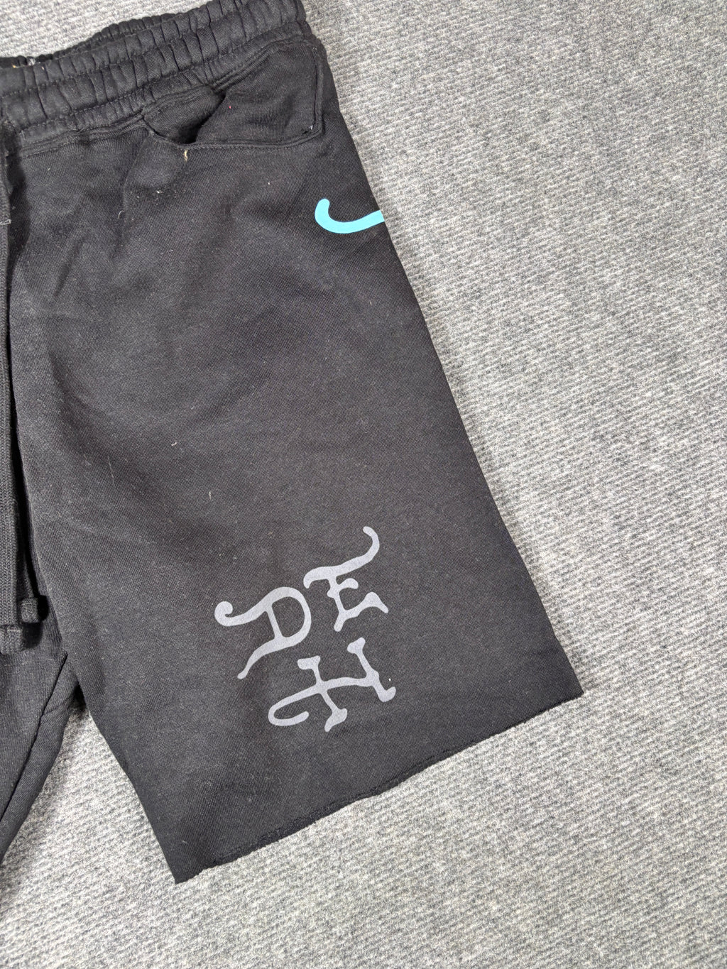 Ed Hardy Sweat Shorts Size S Black Tattoo Art Panther Blue Hardy Spell Out Y2K Style