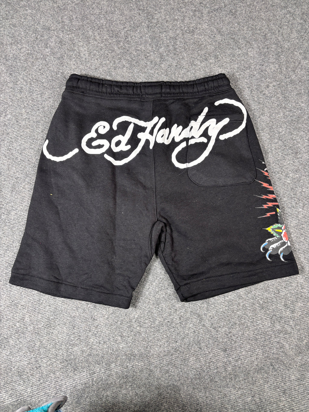 Ed Hardy Sweat Shorts Size S Black Tattoo Art Panther Rose Y2K Streetwear Style