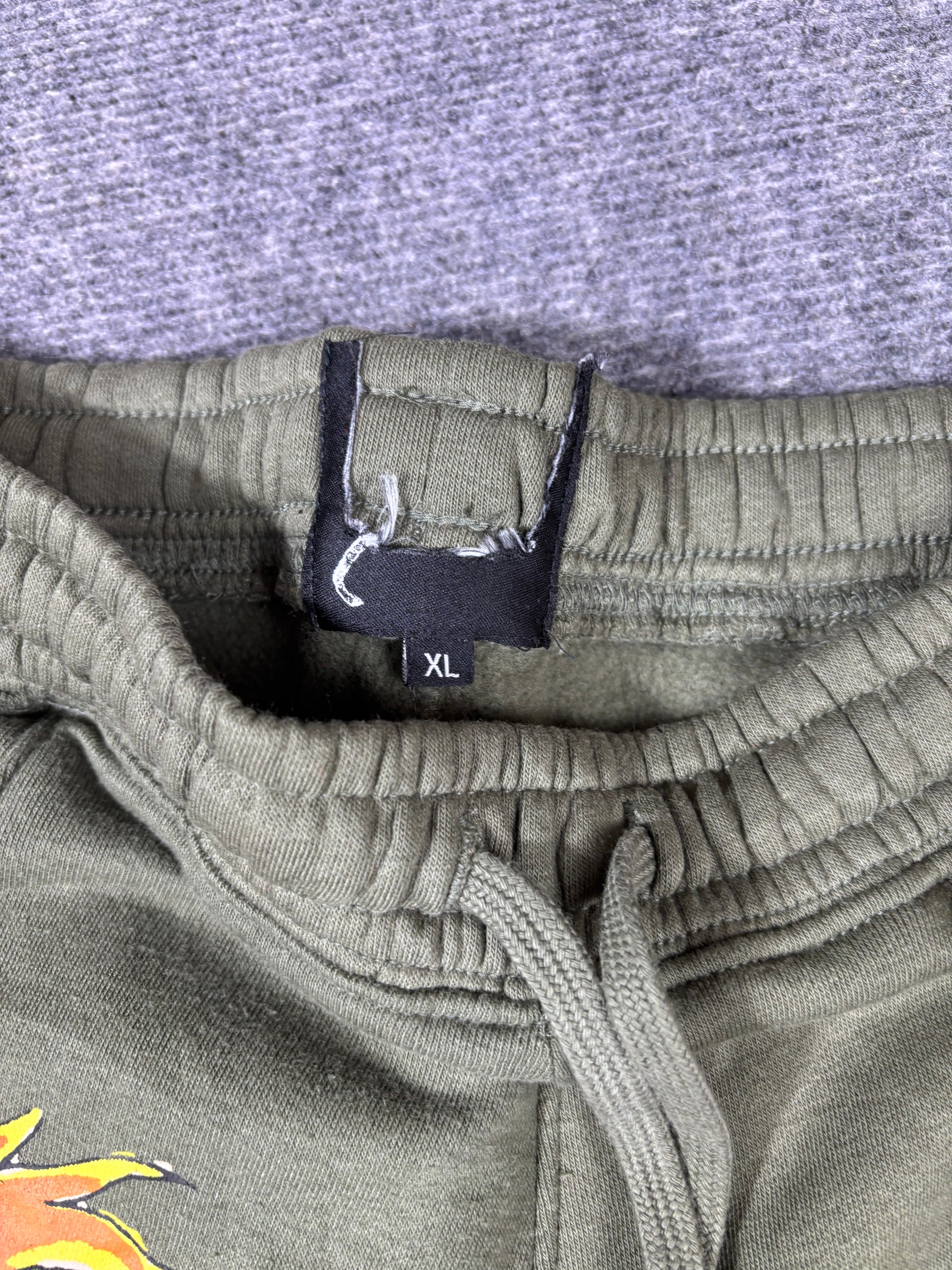 Ed Hardy Sweat Shorts Size XL Green Tattoo Art Dragon Y2K Streetwear Style