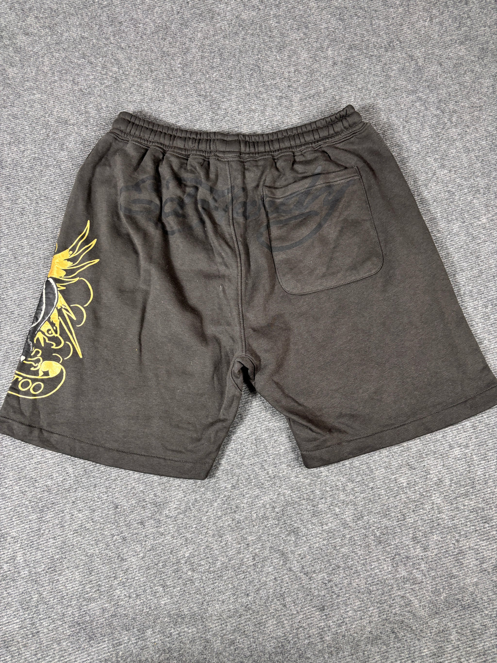 Ed Hardy Sweat Shorts Size XL Black Gold Tattoo Art Panther Y2K Streetwear Style
