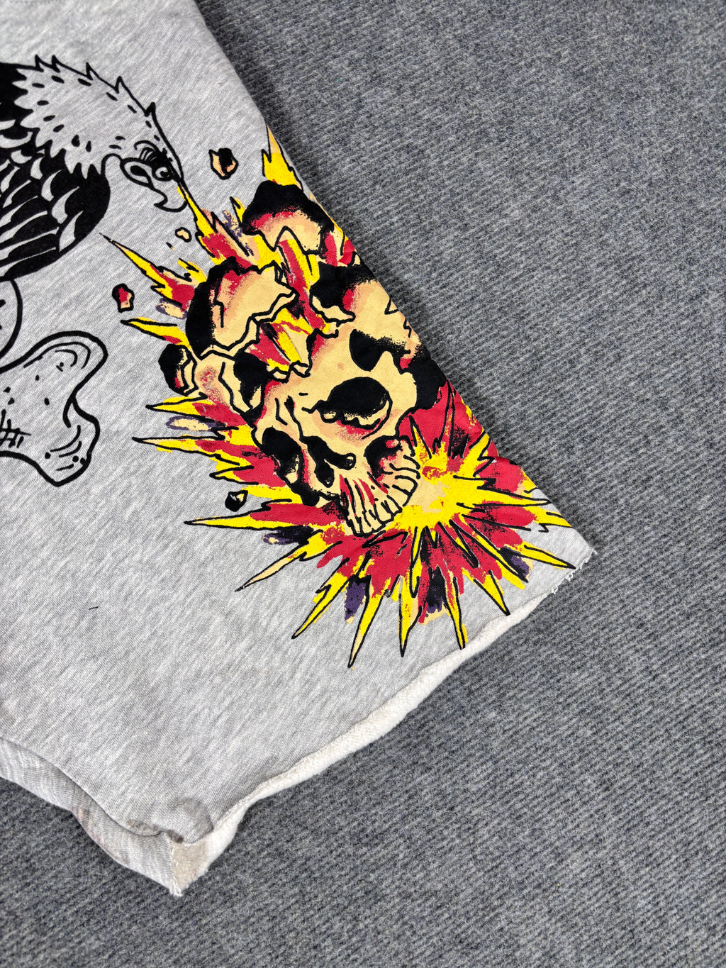 Ed Hardy Sweat Shorts Size XL Grey Tattoo Art Skull Sword Y2K Streetwear Style