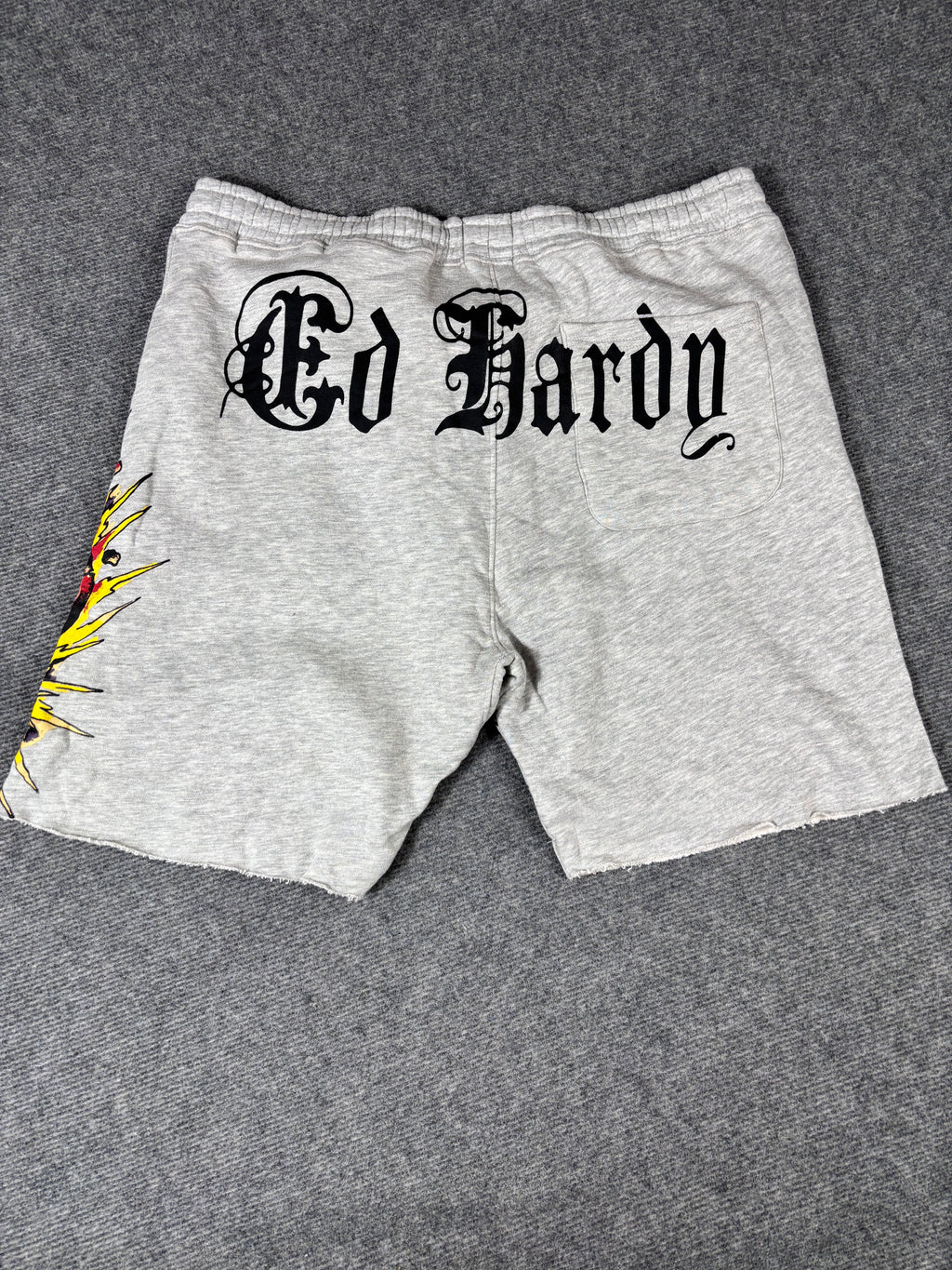 Ed Hardy Sweat Shorts Size XL Grey Tattoo Art Skull Sword Y2K Streetwear Style