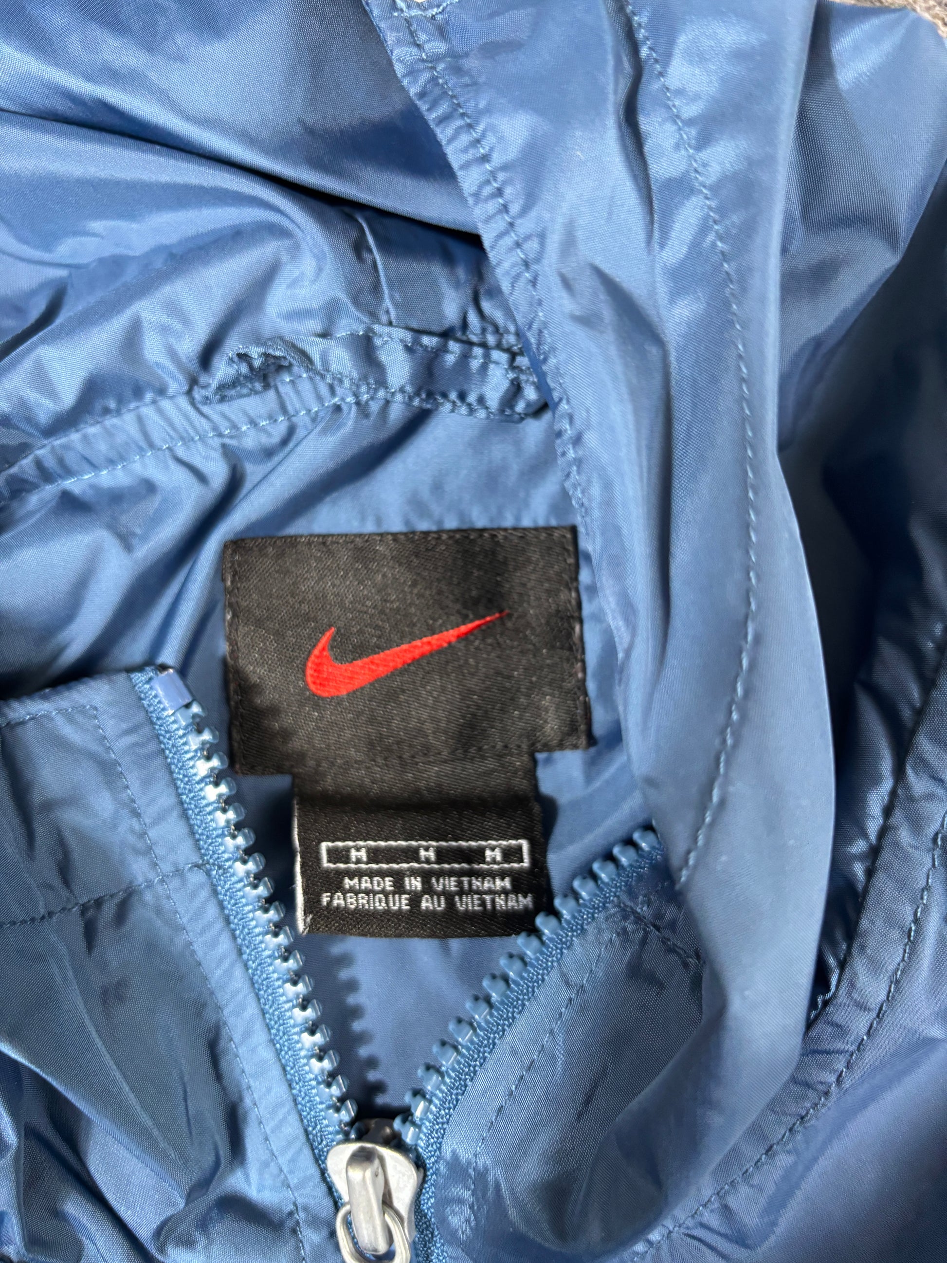 Vintage 90s Nike Jacket Size M Navy White Tech Wear Pouch Pocket Sleeveless