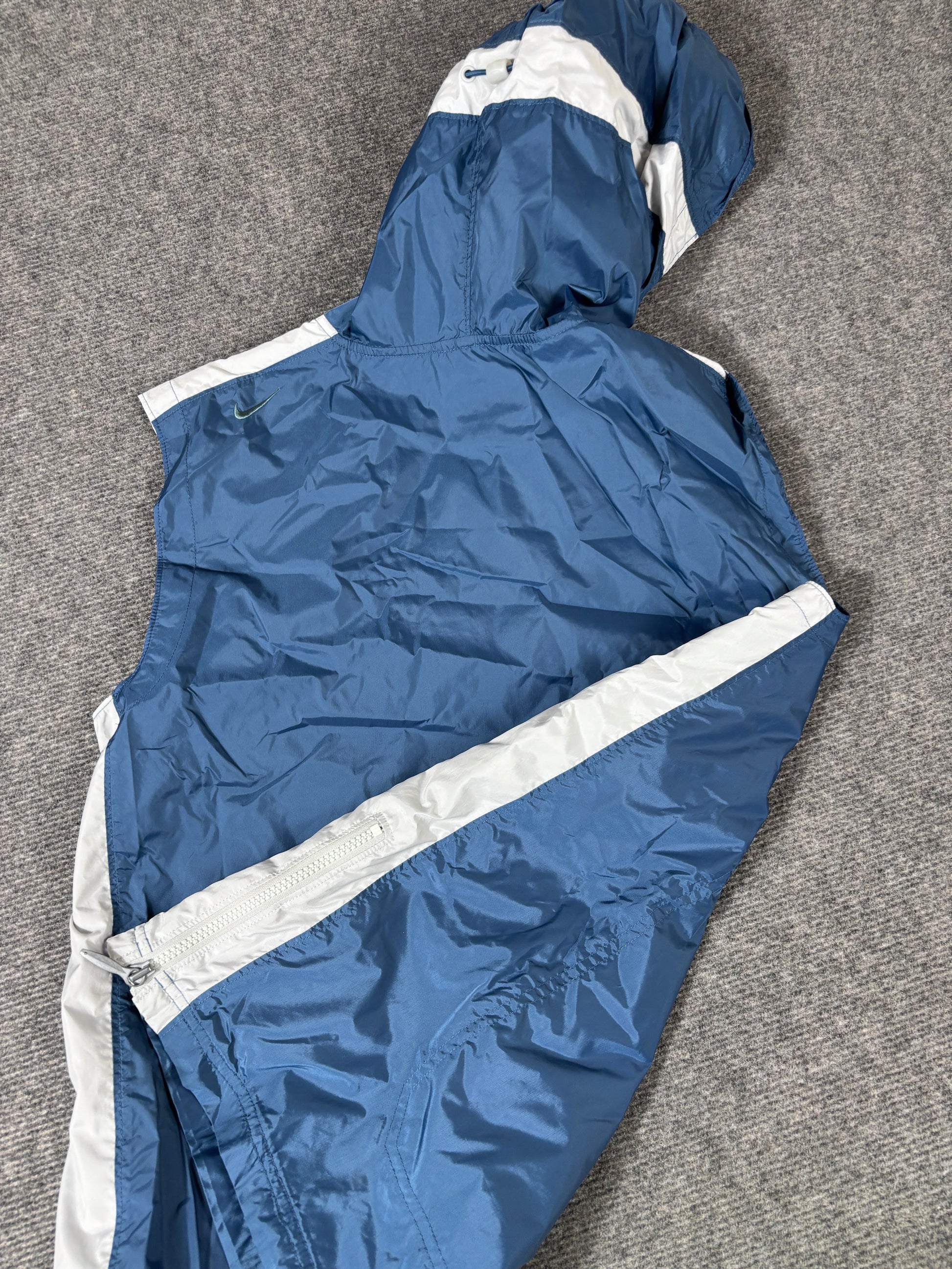 Vintage 90s Nike Jacket Size M Navy White Tech Wear Pouch Pocket Sleeveless