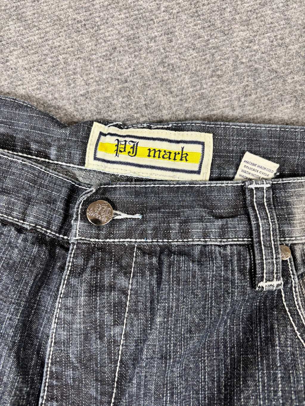 Vintage PJ Mark Denim Shorts Men’s 42 Grey/Black Baggy Wide Leg Faded Wash Jorts