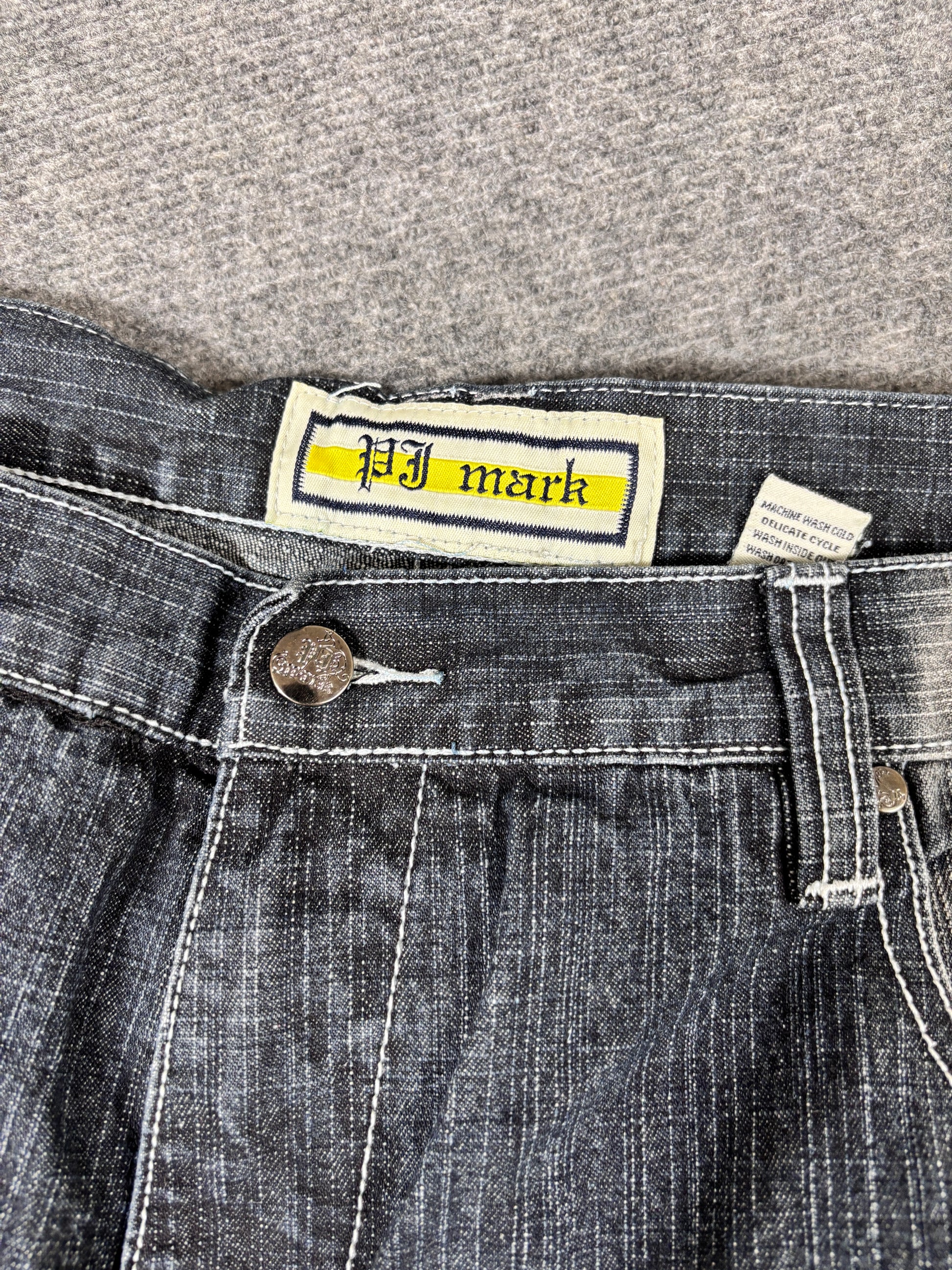 Vintage PJ Mark Denim Shorts Men’s 42 Grey/Black Baggy Wide Leg Faded Wash Jorts