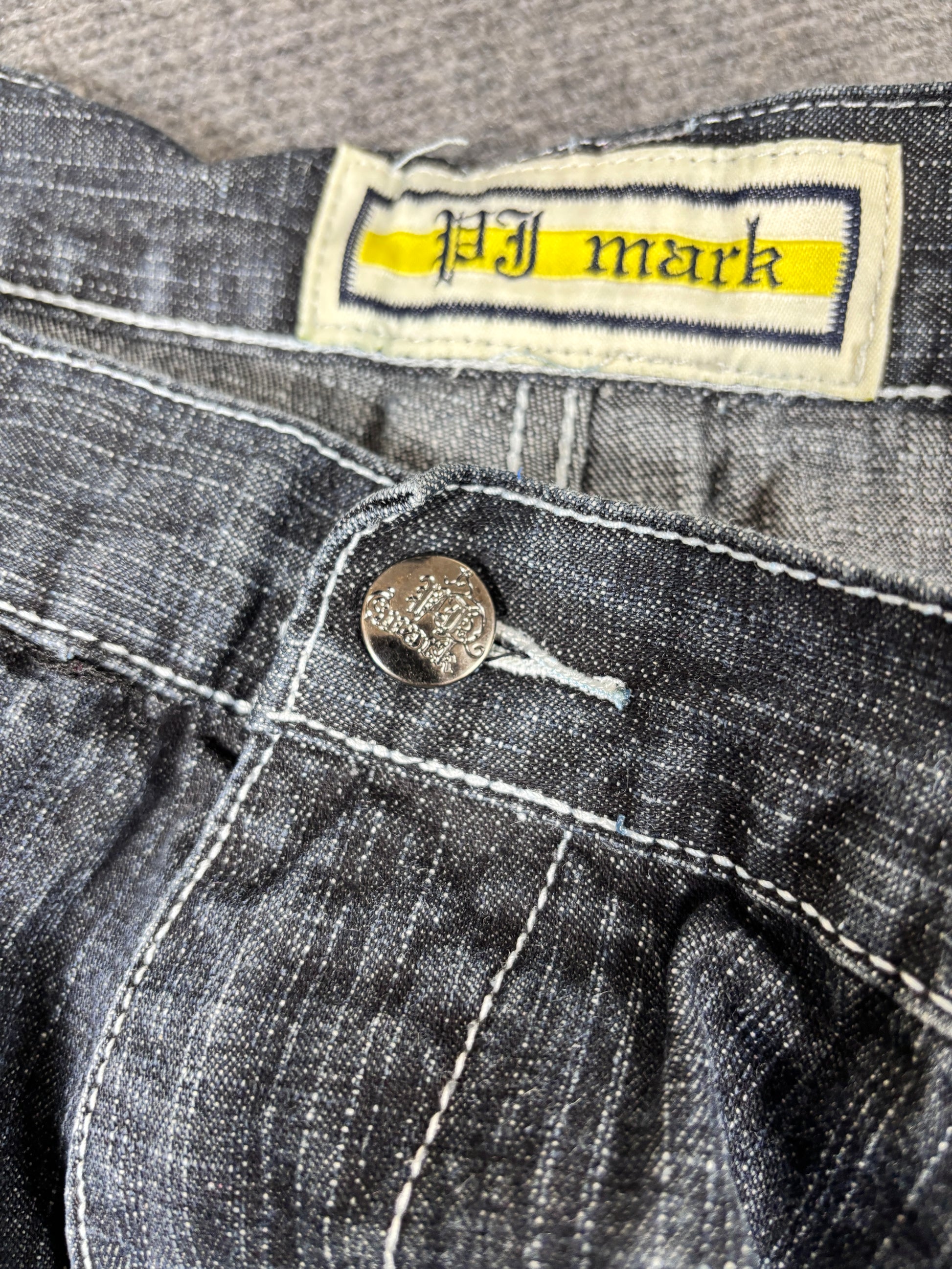 Vintage PJ Mark Denim Shorts Men’s 42 Grey/Black Baggy Wide Leg Faded Wash Jorts