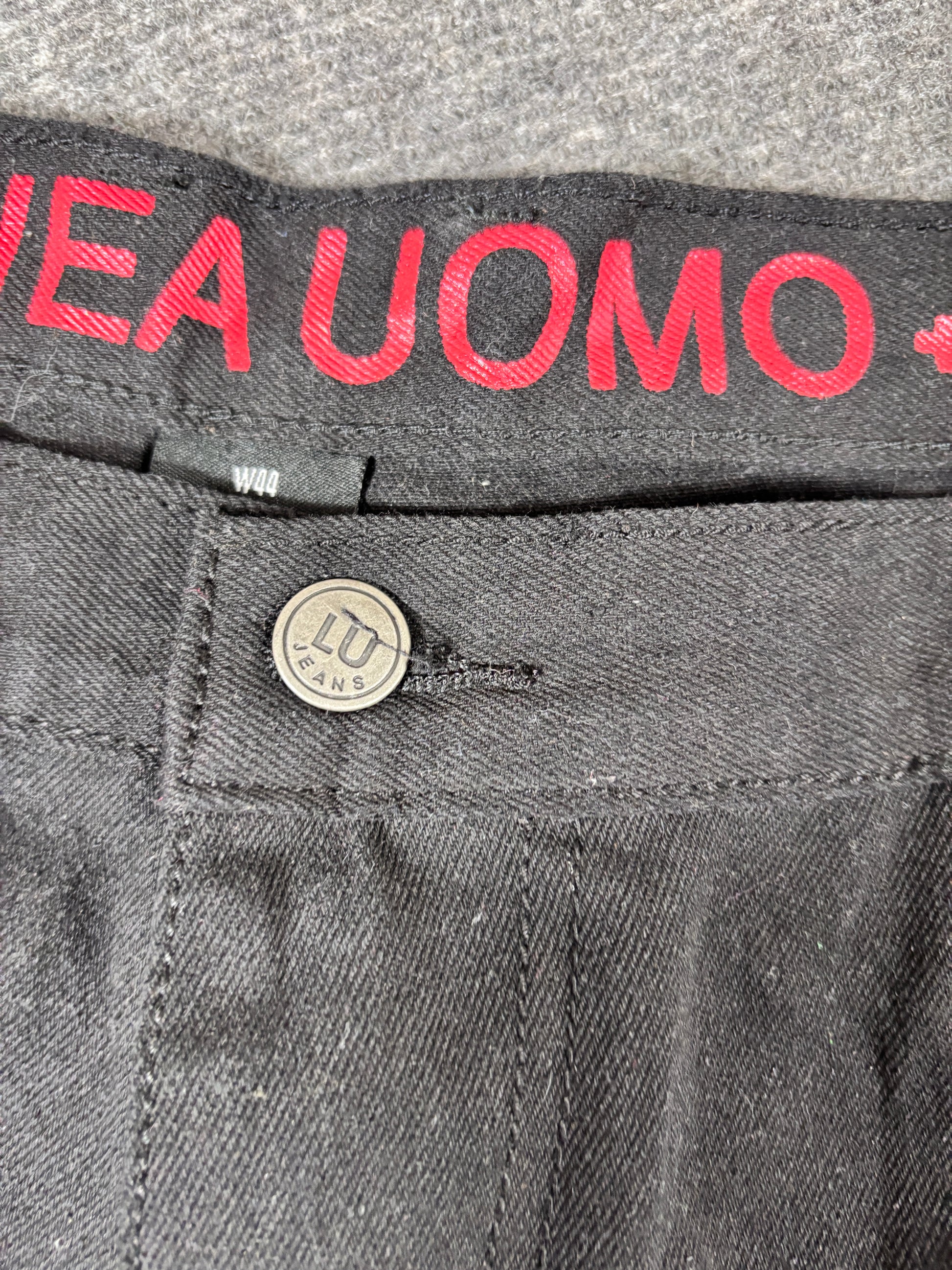 Vintage Linea Uomo Denim Shorts Men’s 44 Black Super Wide Baggy Hip Hop Jorts