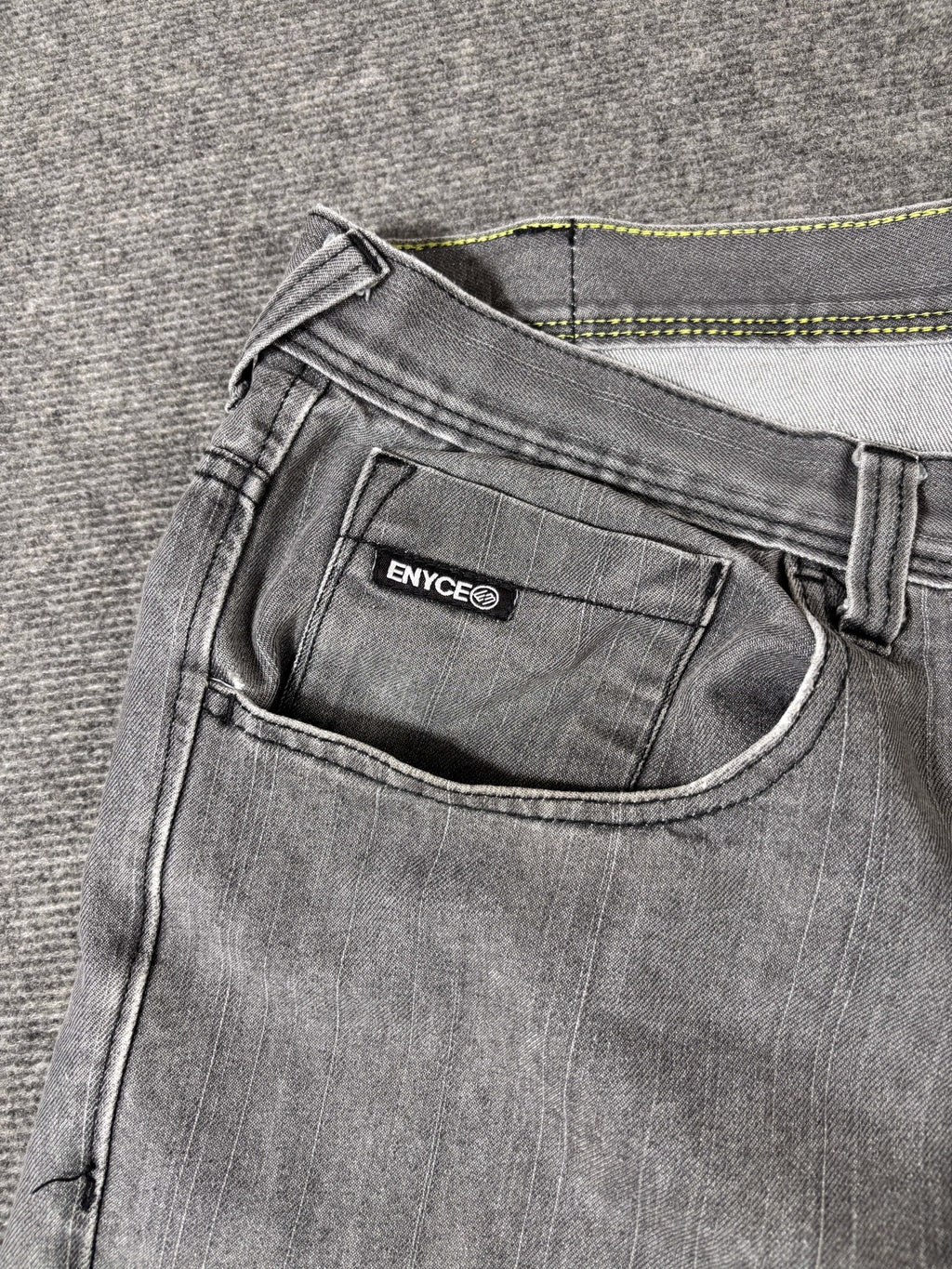 Vintage Enyce Denim Shorts Men’s 48 Grey Super Baggy Embroidered Hip Hop Jorts