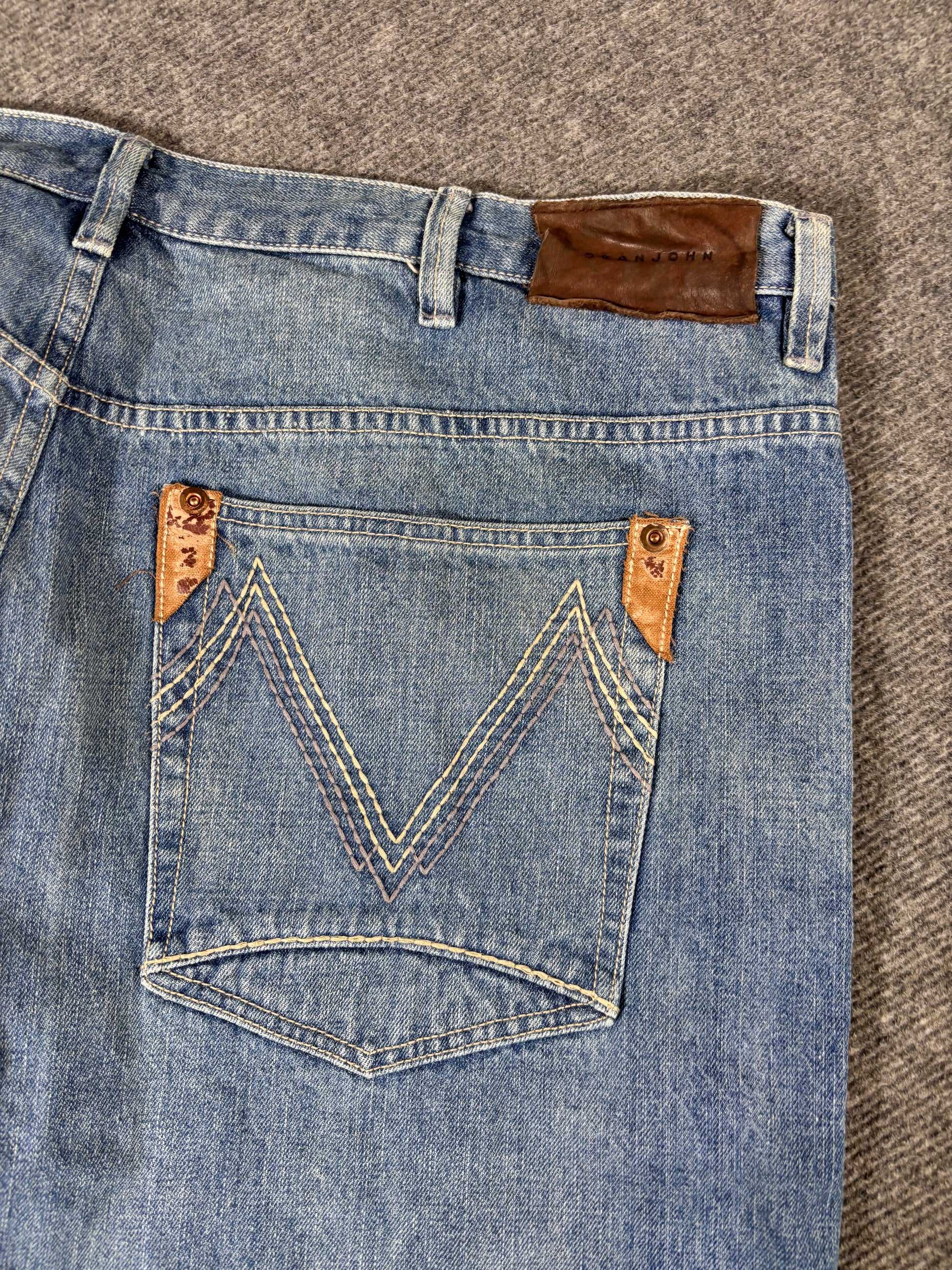 Vintage Sean John Denim Shorts Size 42 Blue Light Wash Super Wide Leg Oversized