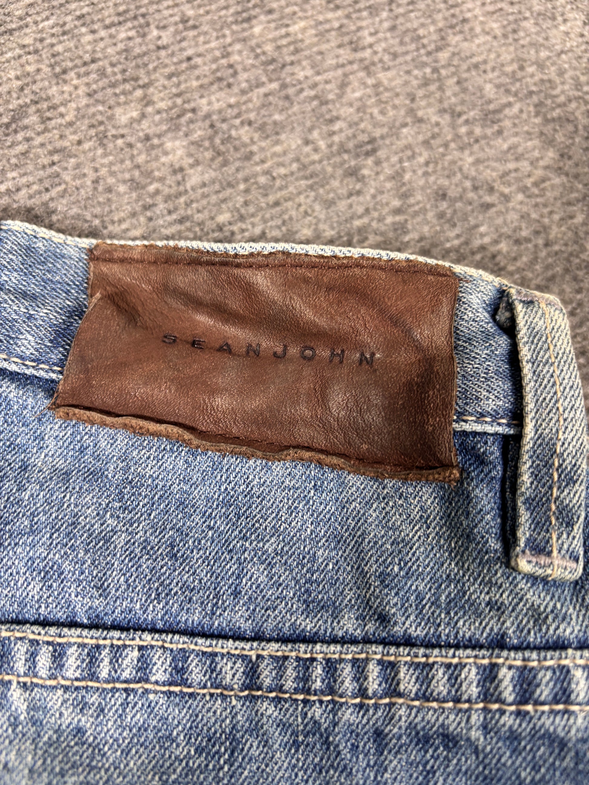 Vintage Sean John Denim Shorts Size 42 Blue Light Wash Super Wide Leg Oversized