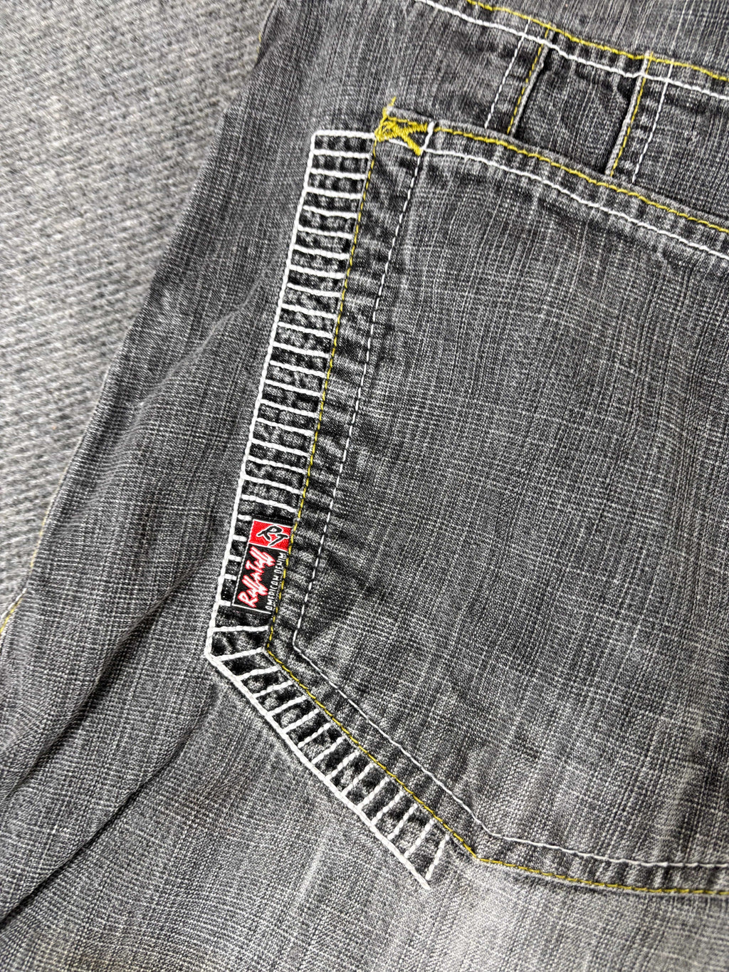 Vintage 90s Ruff N Tuff Denim Shorts Men’s 42 Grey Wide Leg Hip Hop Baggy Embroidered