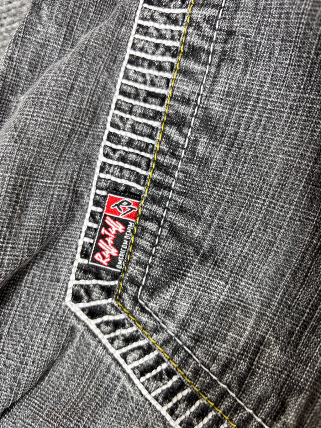 Vintage 90s Ruff N Tuff Denim Shorts Men’s 42 Grey Wide Leg Hip Hop Baggy Embroidered
