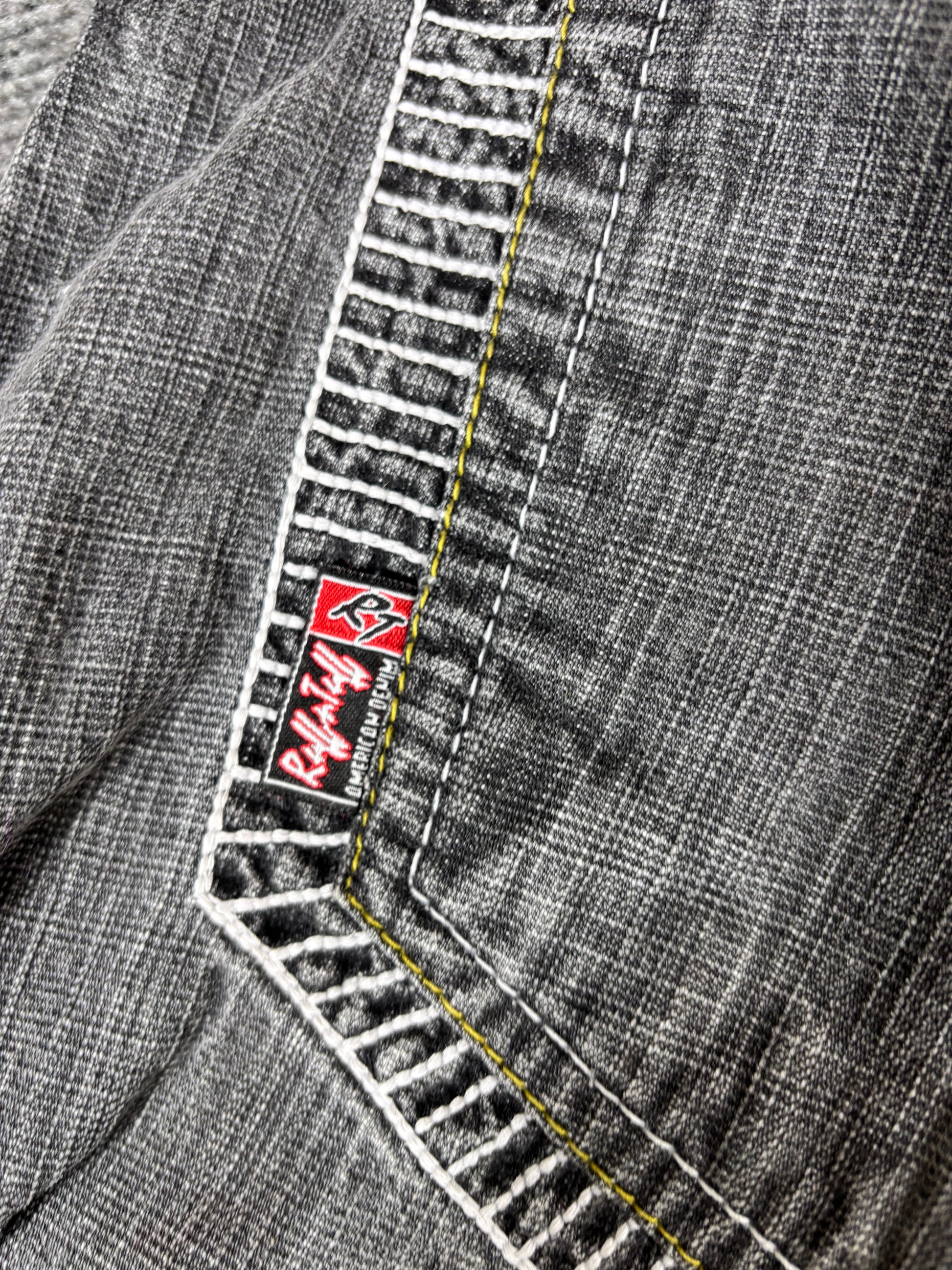 Vintage 90s Ruff N Tuff Denim Shorts Men’s 42 Grey Wide Leg Hip Hop Baggy Embroidered