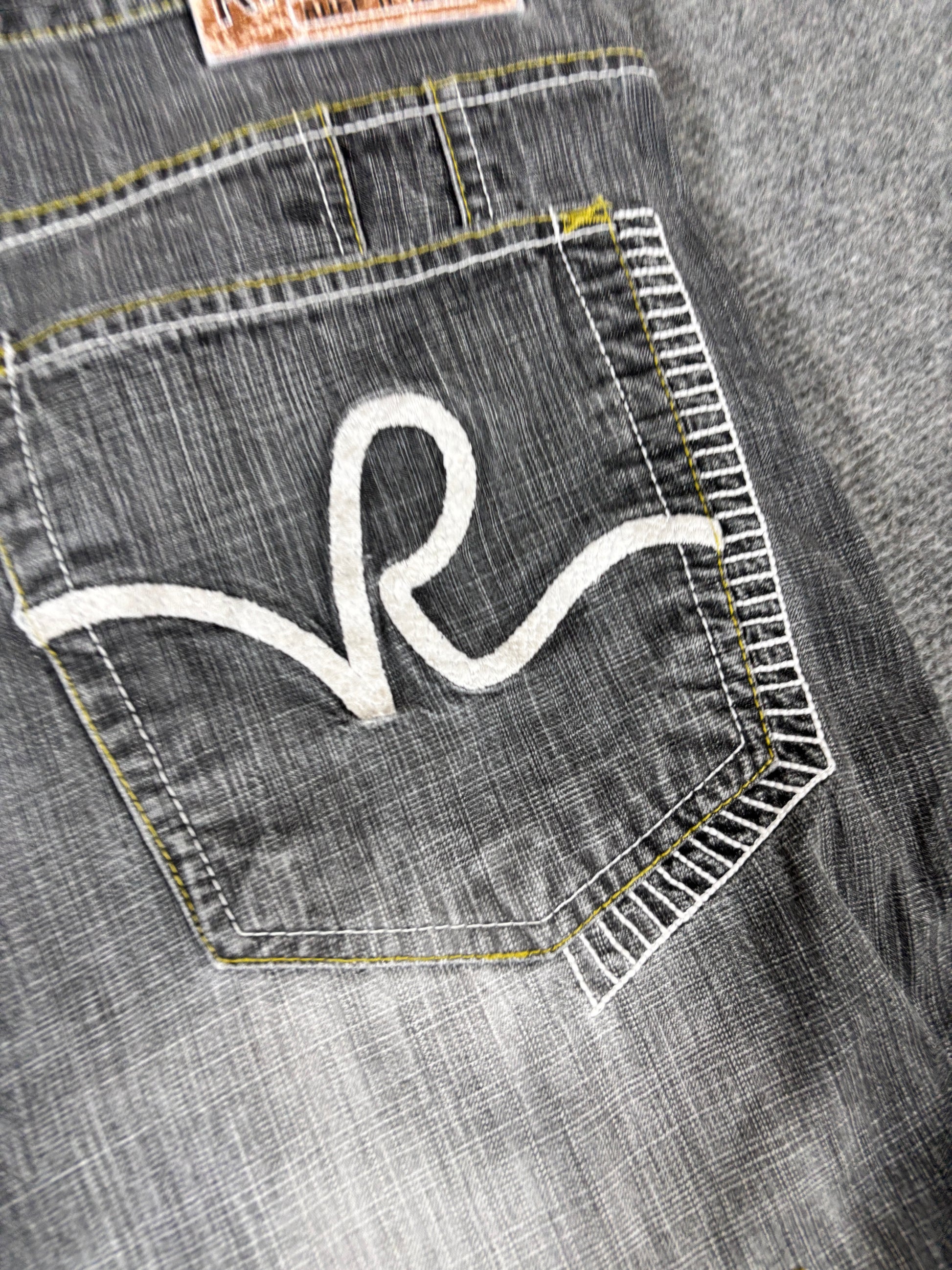 Vintage 90s Ruff N Tuff Denim Shorts Men’s 42 Grey Wide Leg Hip Hop Baggy Embroidered