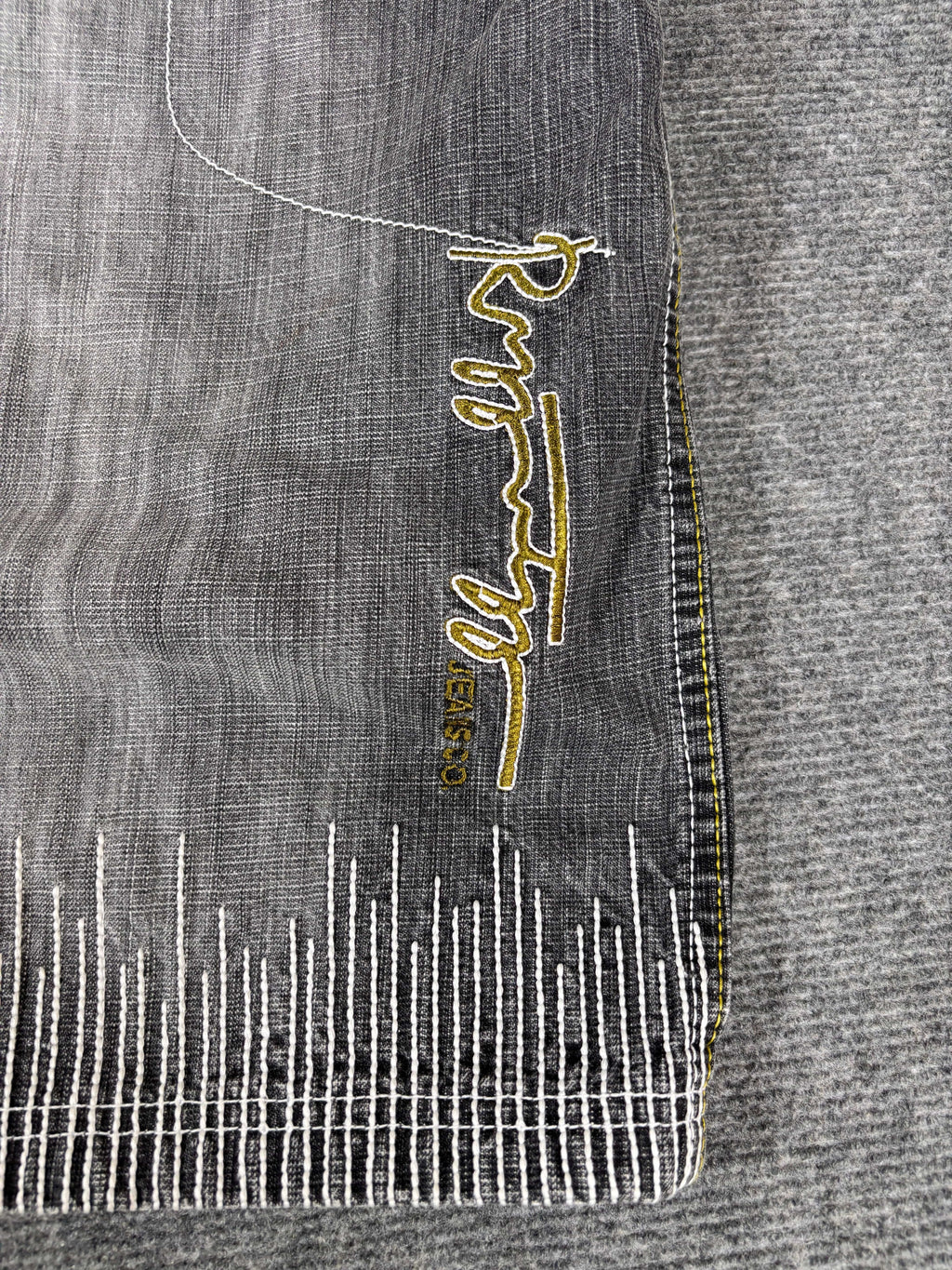 Vintage 90s Ruff N Tuff Denim Shorts Men’s 42 Grey Wide Leg Hip Hop Baggy Embroidered