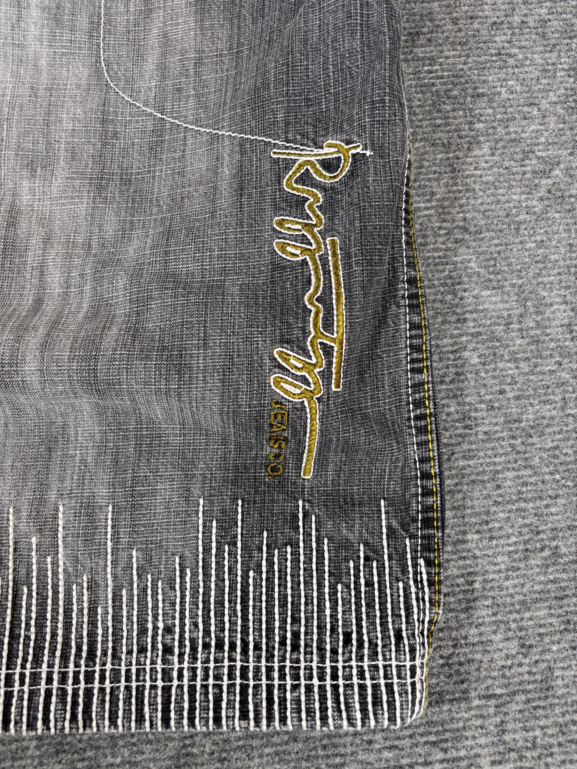 Vintage 90s Ruff N Tuff Denim Shorts Men’s 42 Grey Wide Leg Hip Hop Baggy Embroidered