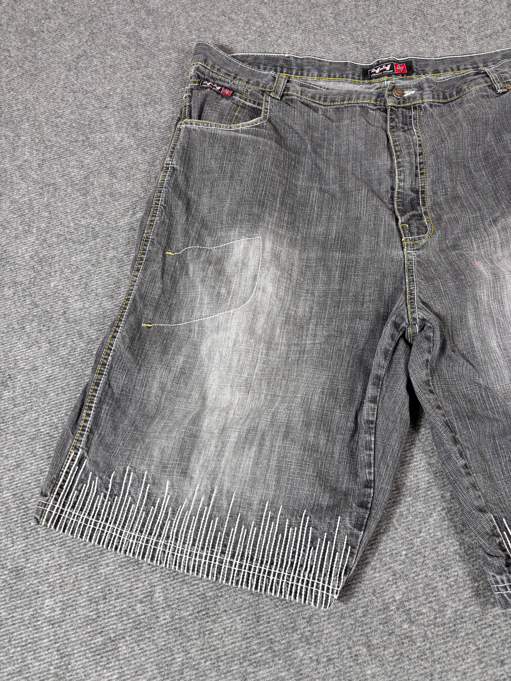 Vintage 90s Ruff N Tuff Denim Shorts Men’s 42 Grey Wide Leg Hip Hop Baggy Embroidered