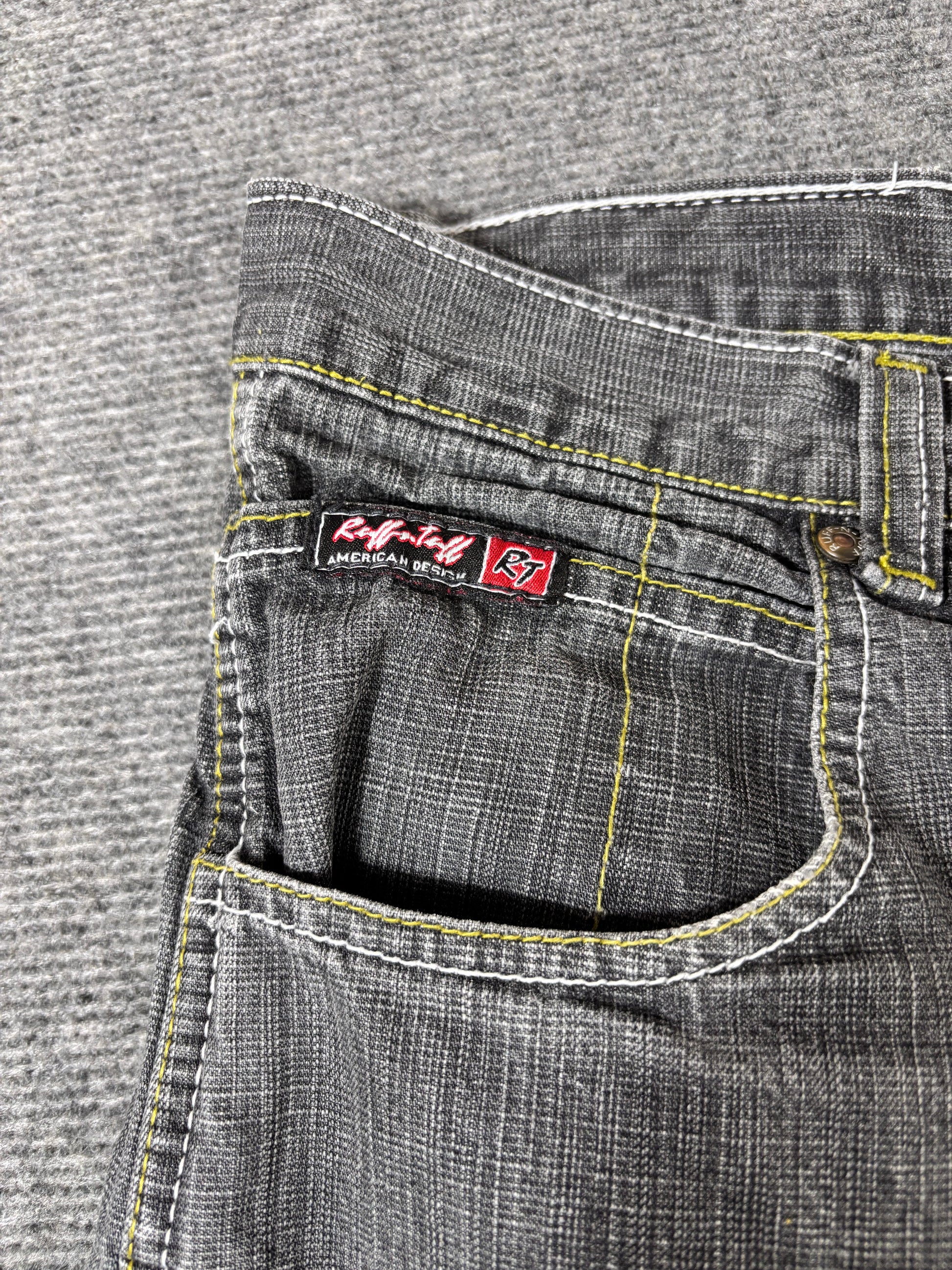 Vintage 90s Ruff N Tuff Denim Shorts Men’s 42 Grey Wide Leg Hip Hop Baggy Embroidered