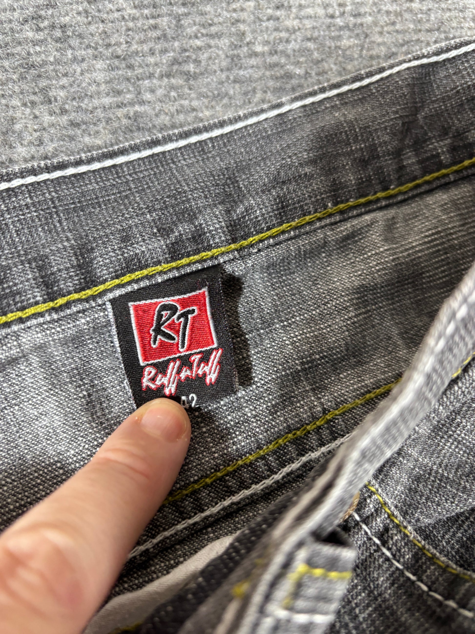 Vintage 90s Ruff N Tuff Denim Shorts Men’s 42 Grey Wide Leg Hip Hop Baggy Embroidered