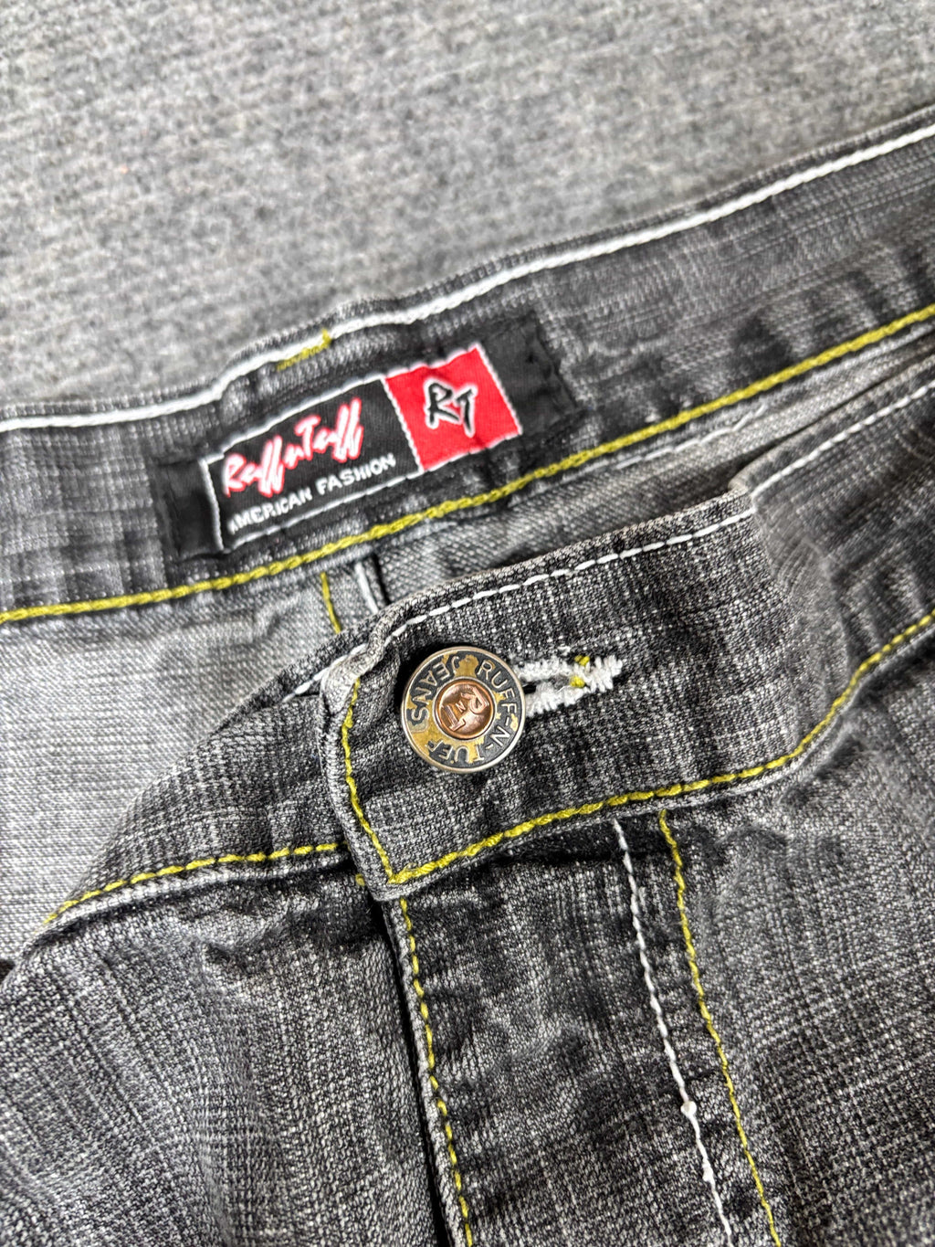 Vintage 90s Ruff N Tuff Denim Shorts Men’s 42 Grey Wide Leg Hip Hop Baggy Embroidered