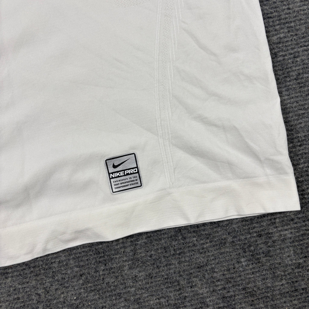 Nike Pro Activewear Tank Men's Large White Grey Tight Fit Gym Shirt