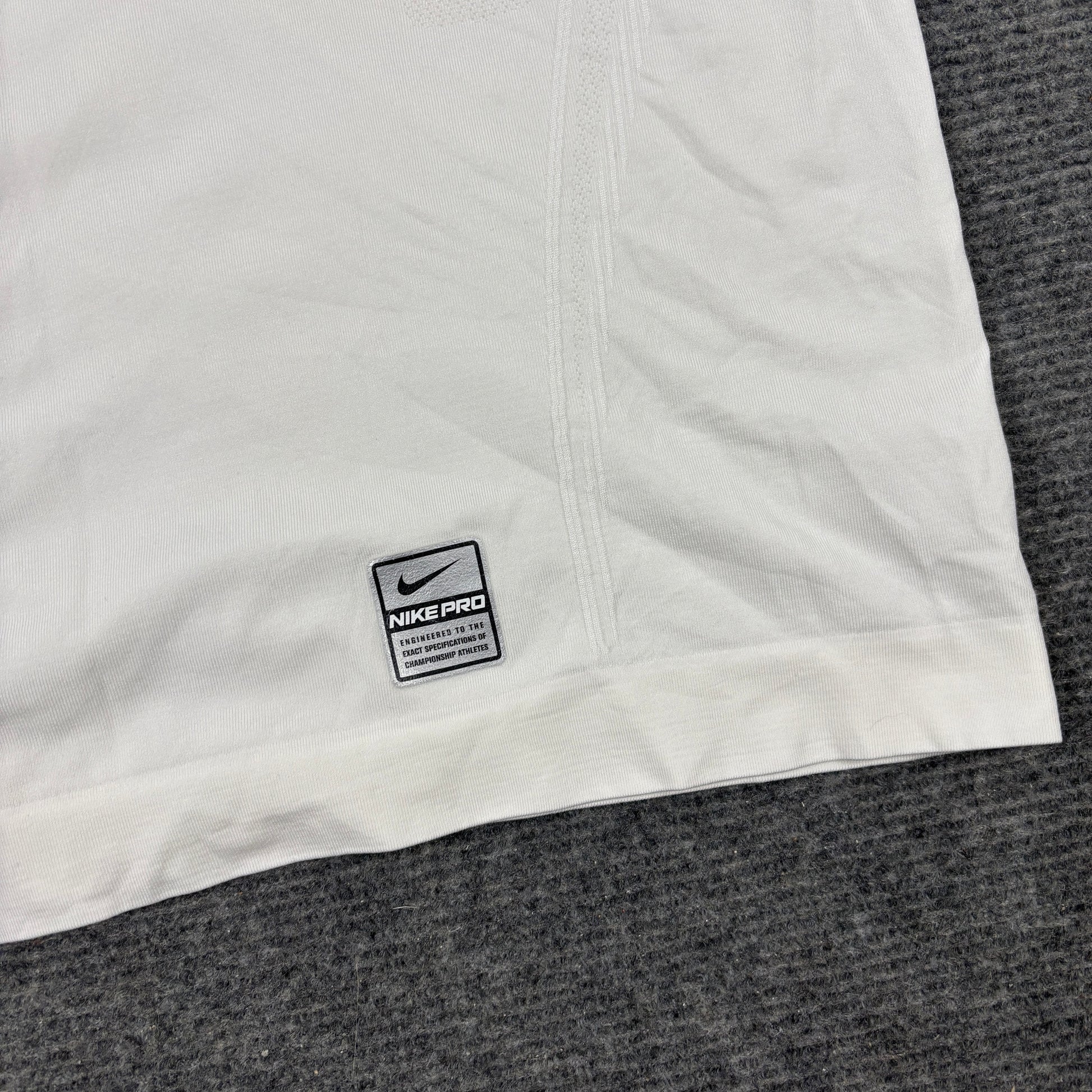 Nike Pro Activewear Tank Men's Large White Grey Tight Fit Gym Shirt