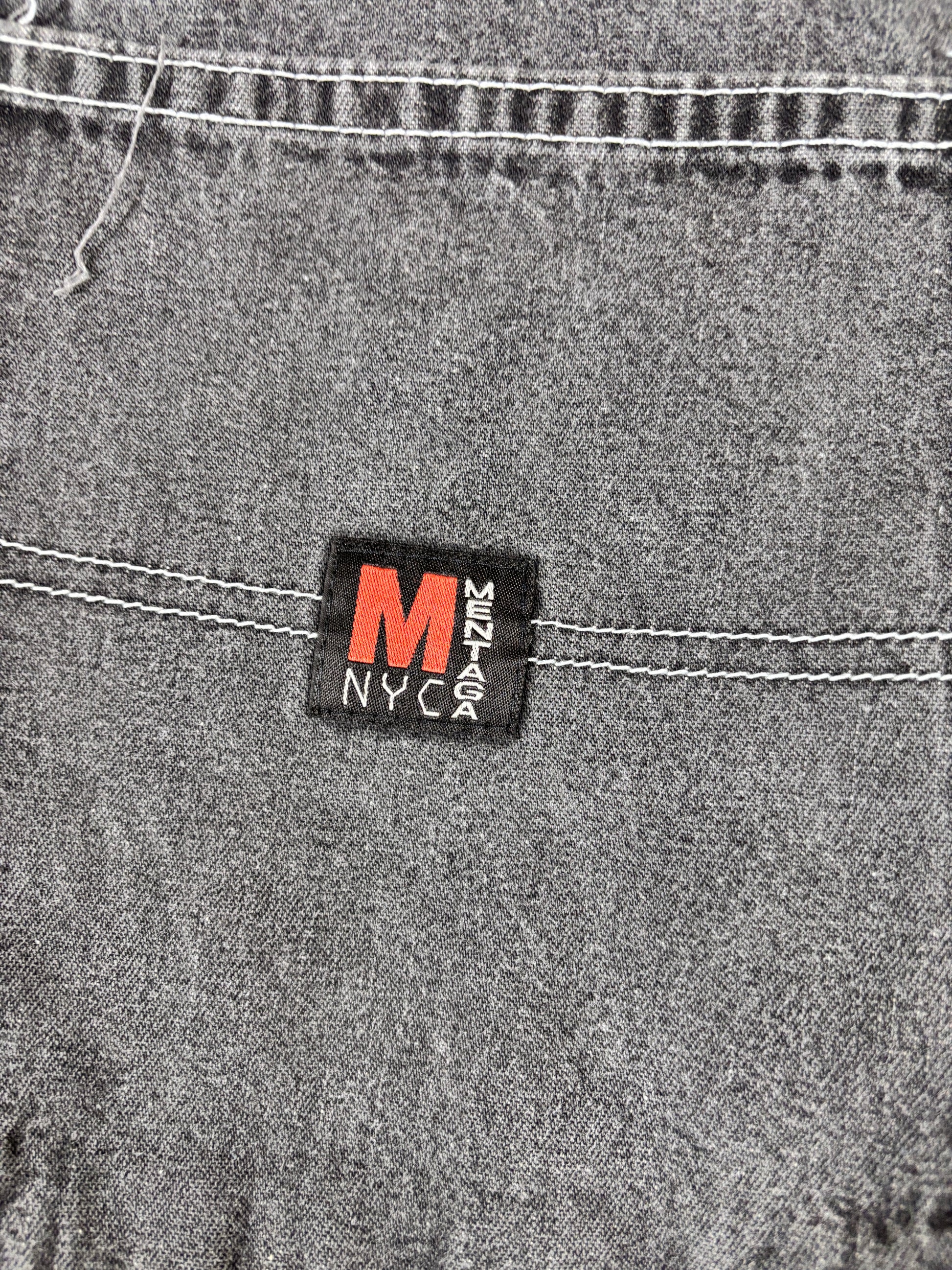 Vintage Mentaga NYC Denim Carpenter Shorts Size 42 Grey Baggy Wide Leg Hip Hop