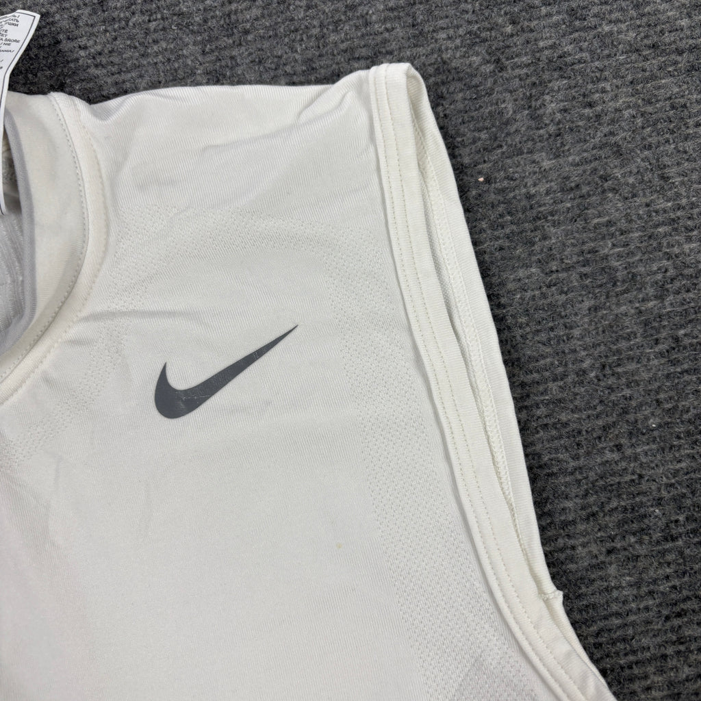 Nike Pro Activewear Tank Men's Large White Grey Tight Fit Gym Shirt